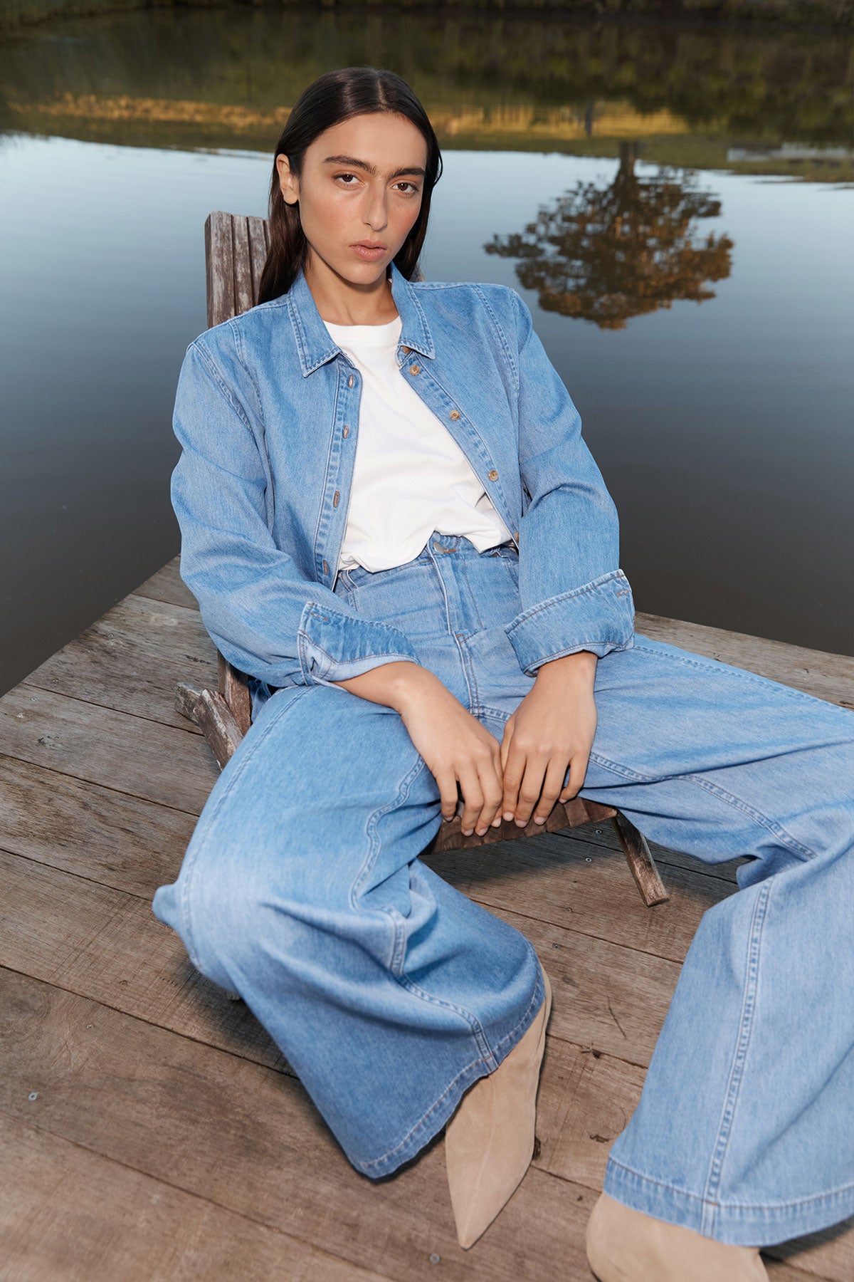 Rowie - Dante Denim Long Sleeve Shirt - Blue Denim