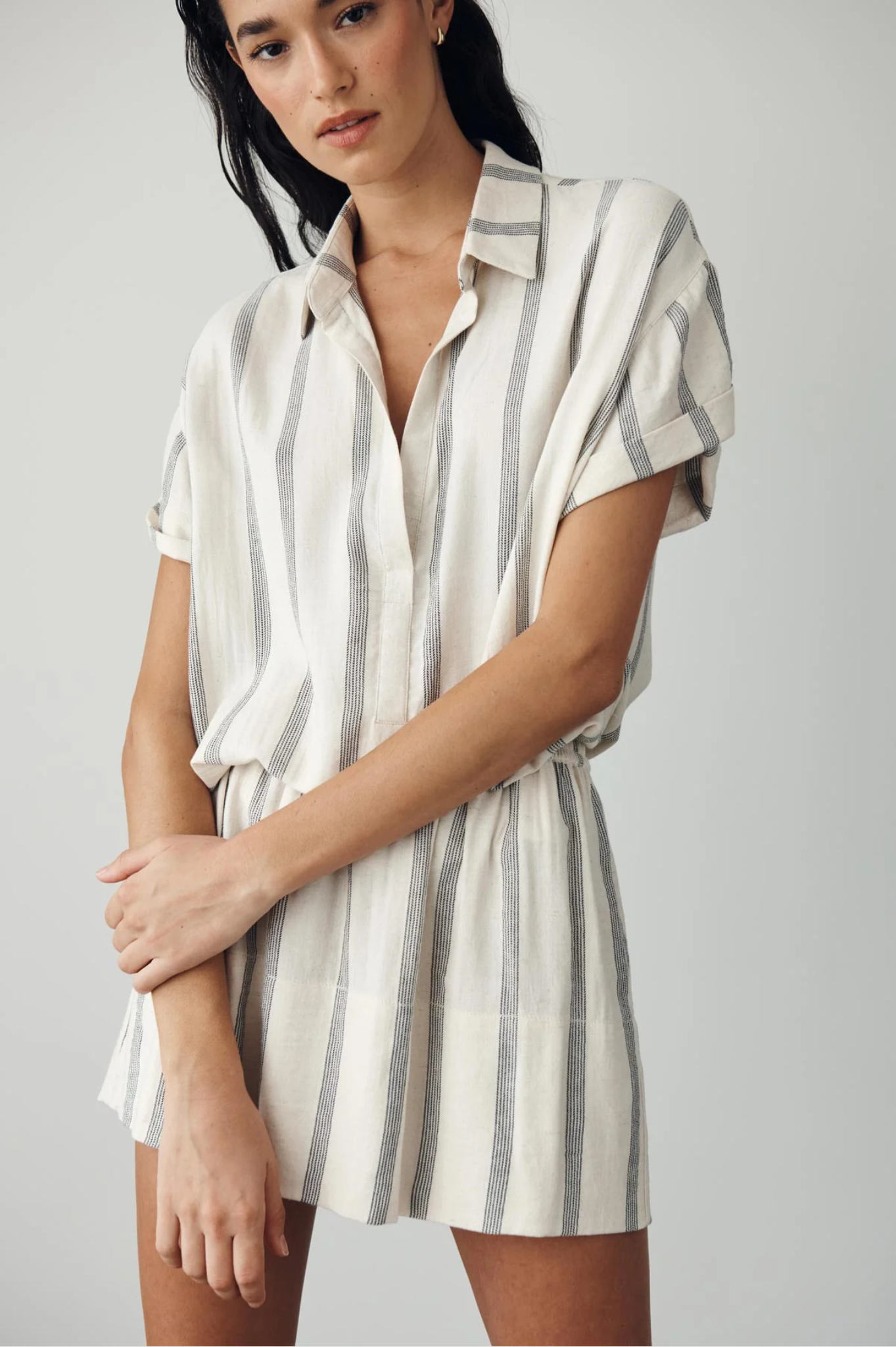 ROWIE - Juni Blouse - Natural & Black Stripe