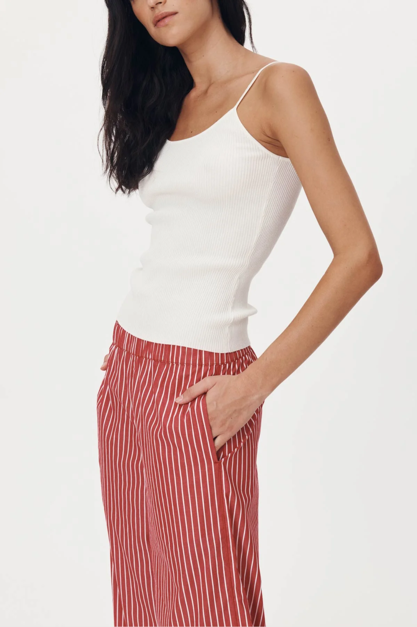 ROWIE - Rocco Stripe Pants - Cherry