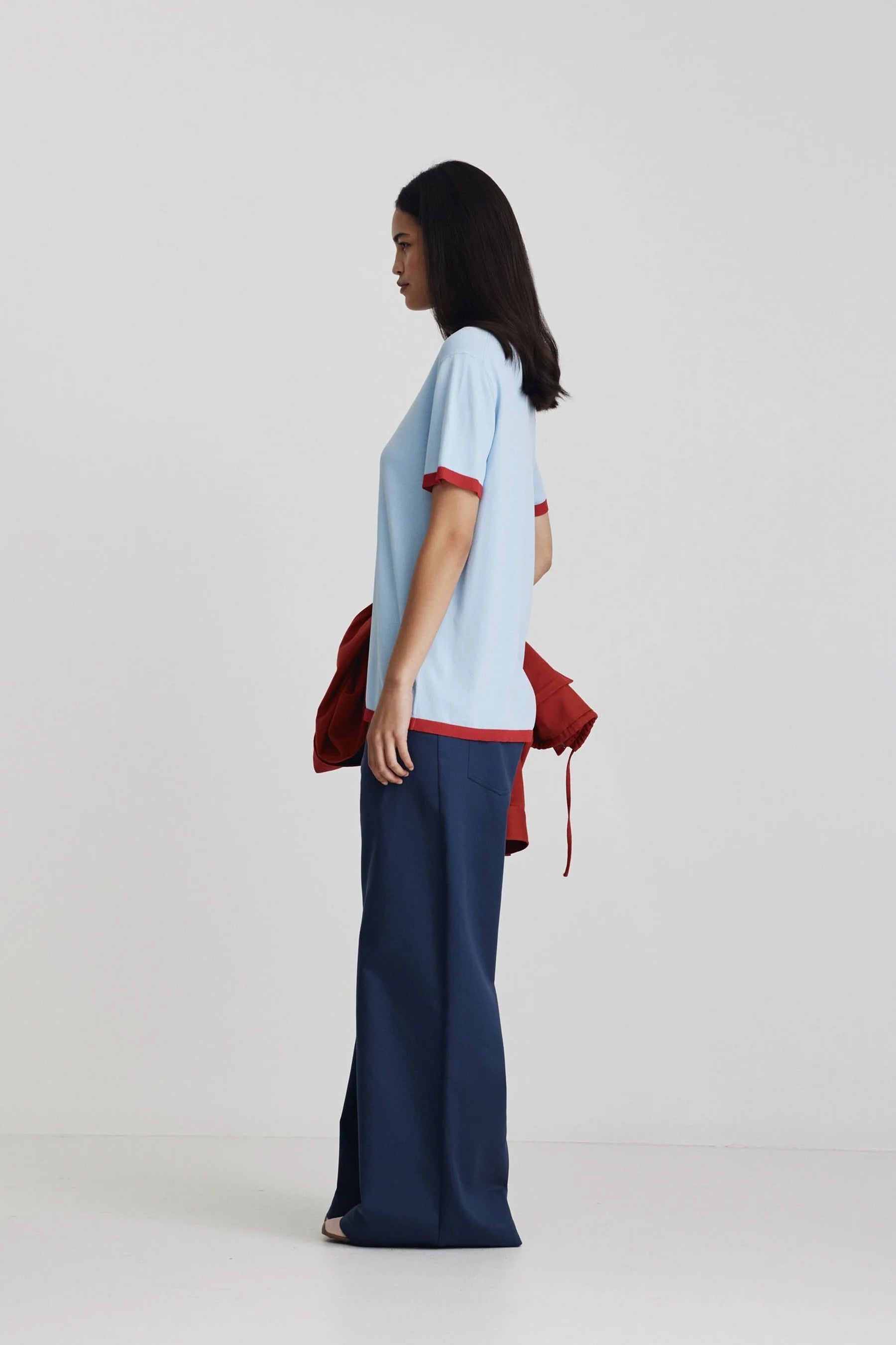Ricochet - Florent Knit Tee - Ice + Bright Red