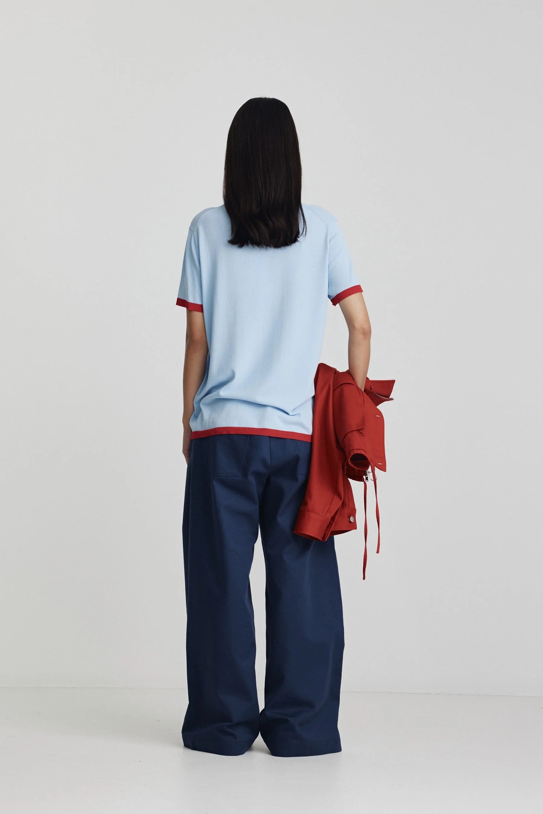 Ricochet - Florent Knit Tee - Ice + Bright Red