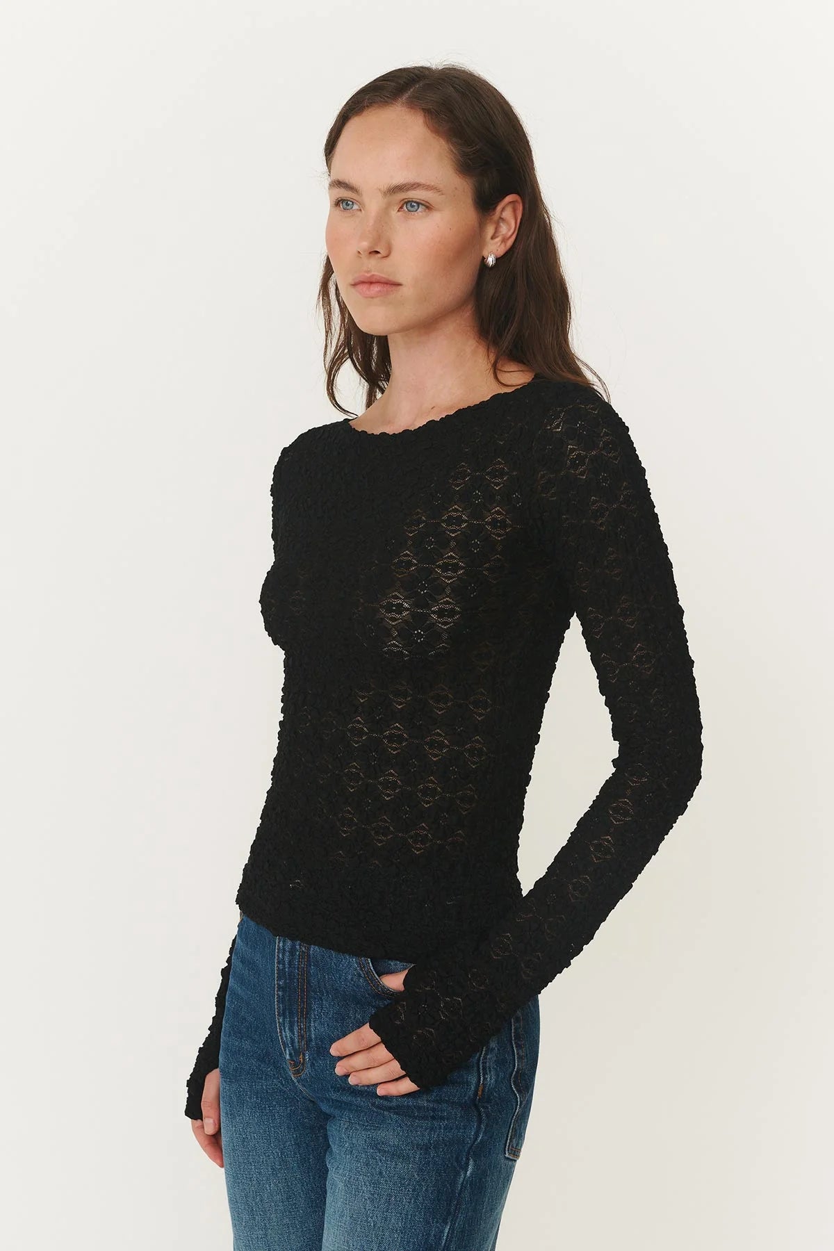 ROWIE - Samantha Clover Lace Top – Noir
