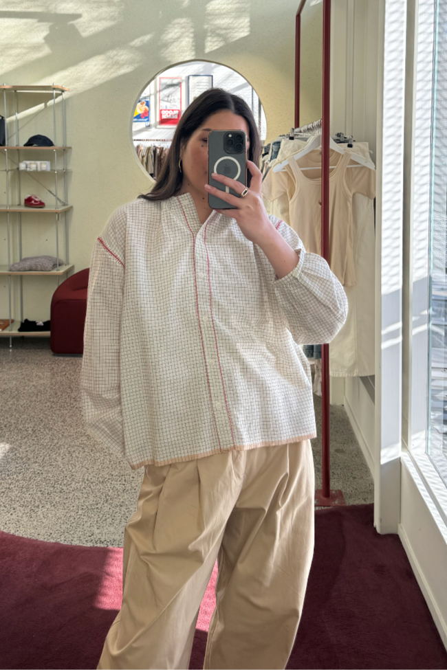Toast - Graph Check Mul Mul Shirt - Ecru