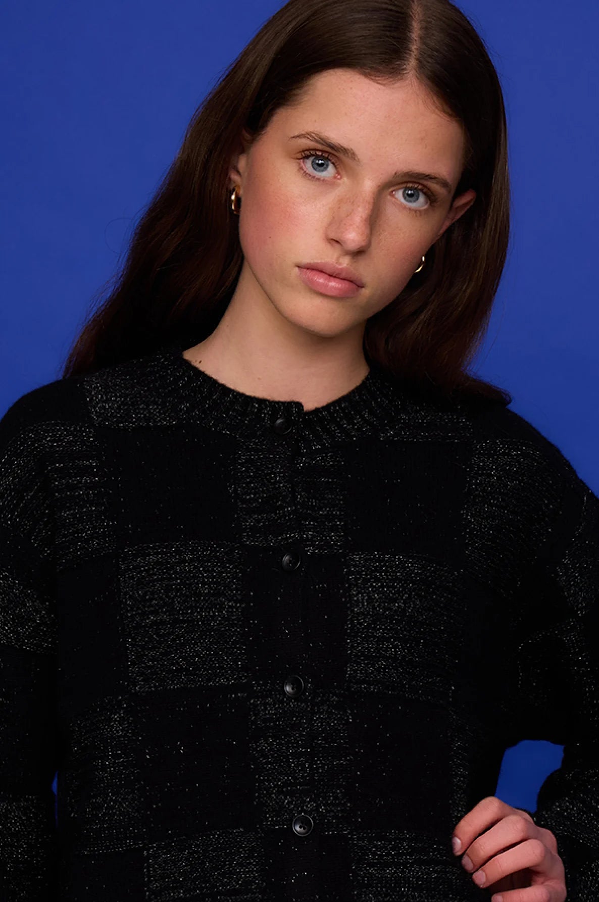 Pharlain - Squares Cardi - Black Sparkle