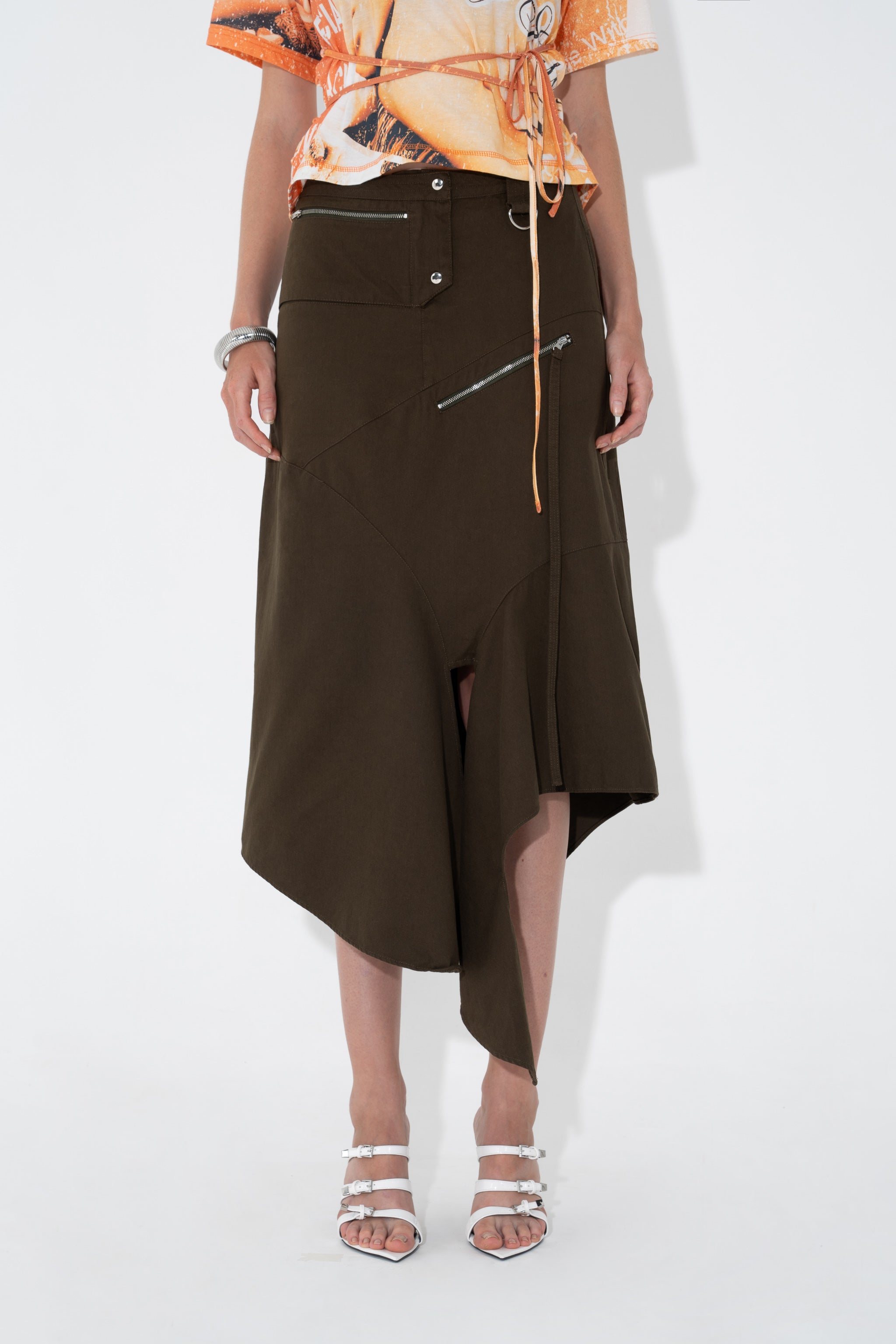 LAST ONE | Arthur Apparel - Utility Drape Skirt - Olive