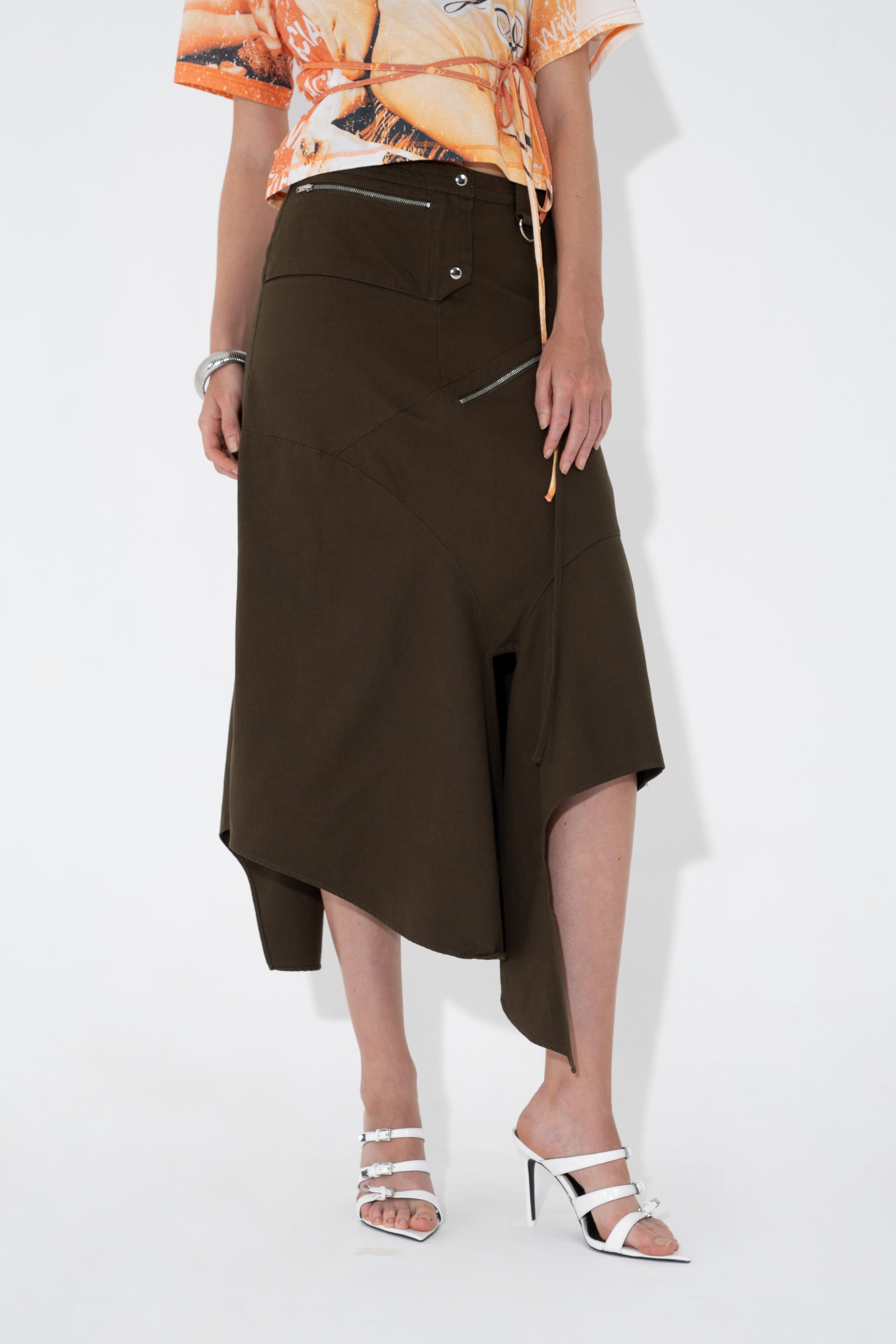 LAST ONE | Arthur Apparel - Utility Drape Skirt - Olive