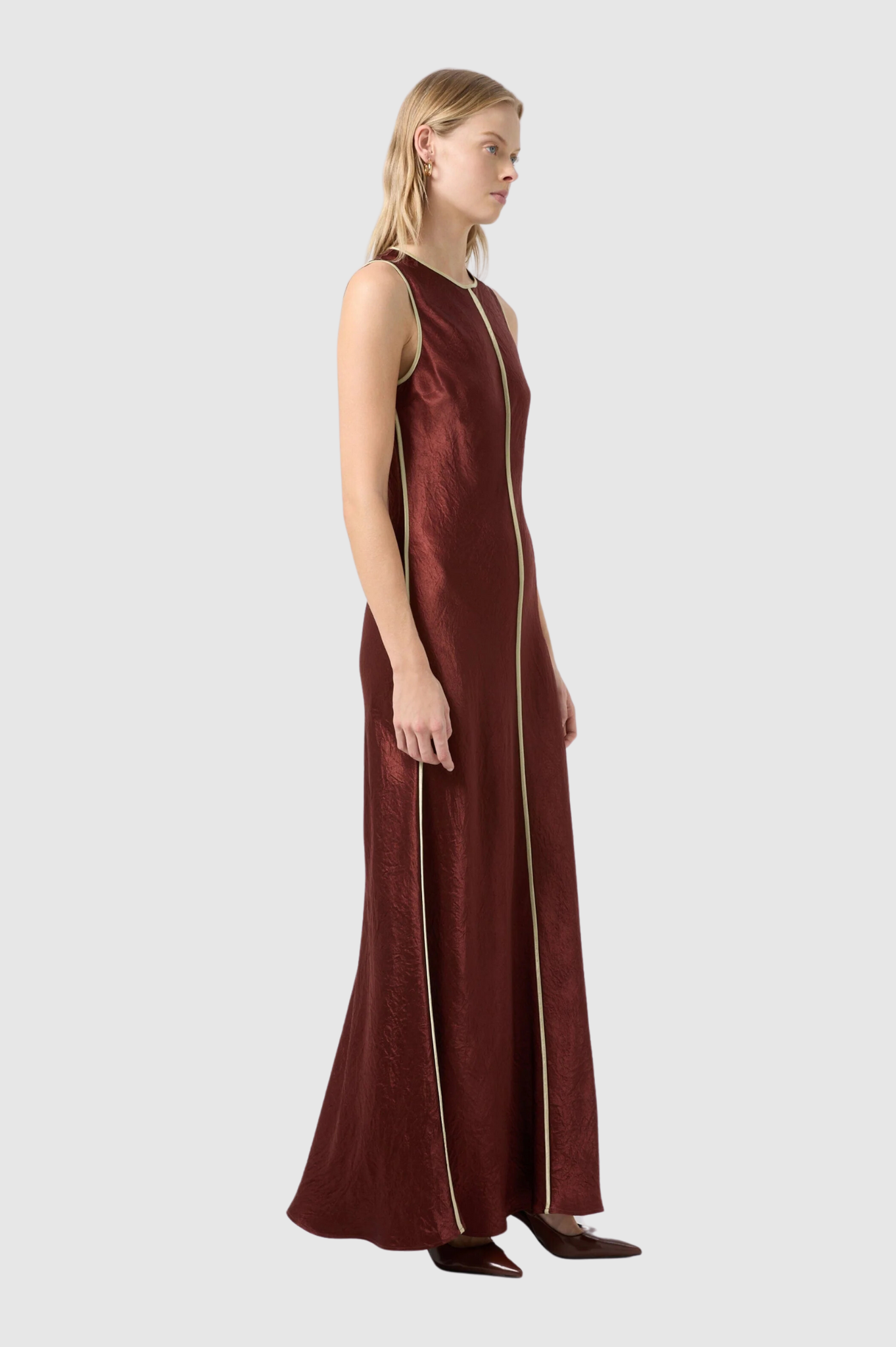 LAST ONE | Third Form - Crush Contrast Bind Maxi Tank Dress - Shiraz/Apple