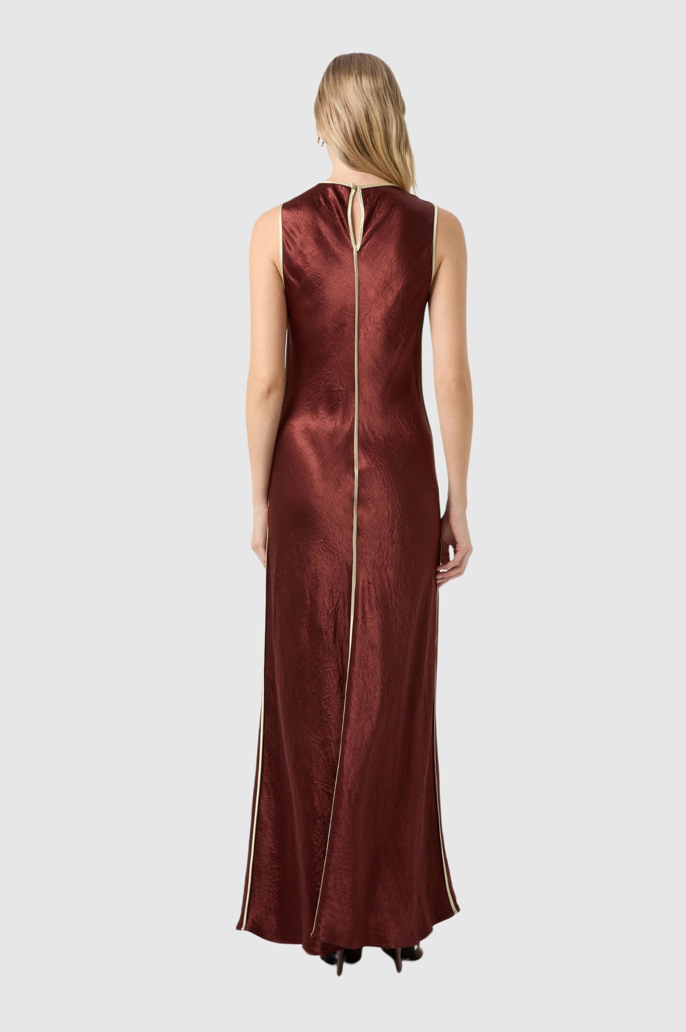LAST ONE | Third Form - Crush Contrast Bind Maxi Tank Dress - Shiraz/Apple