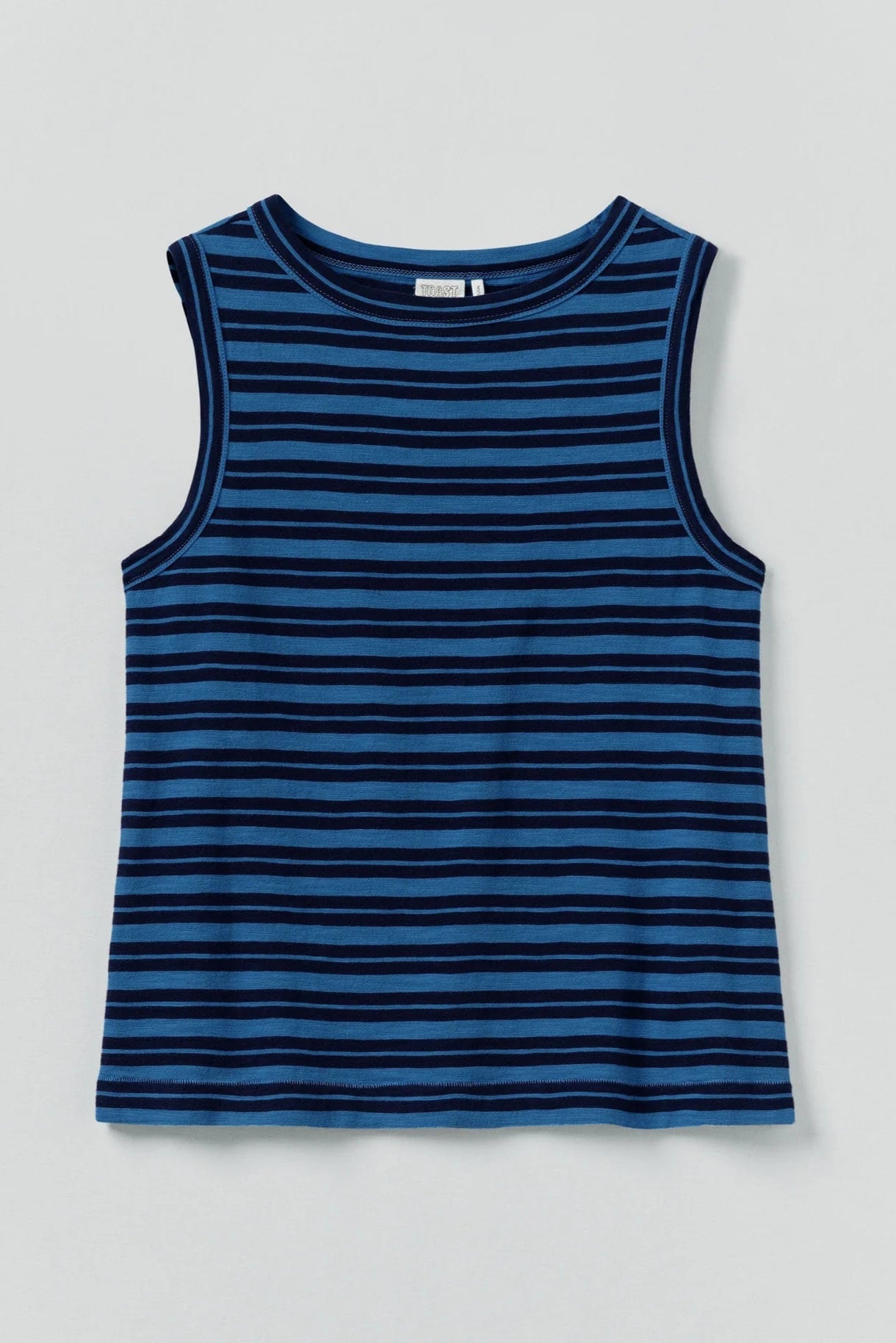 Toast - Stripe Cotton Tank Top - Navy/Celestial Blue