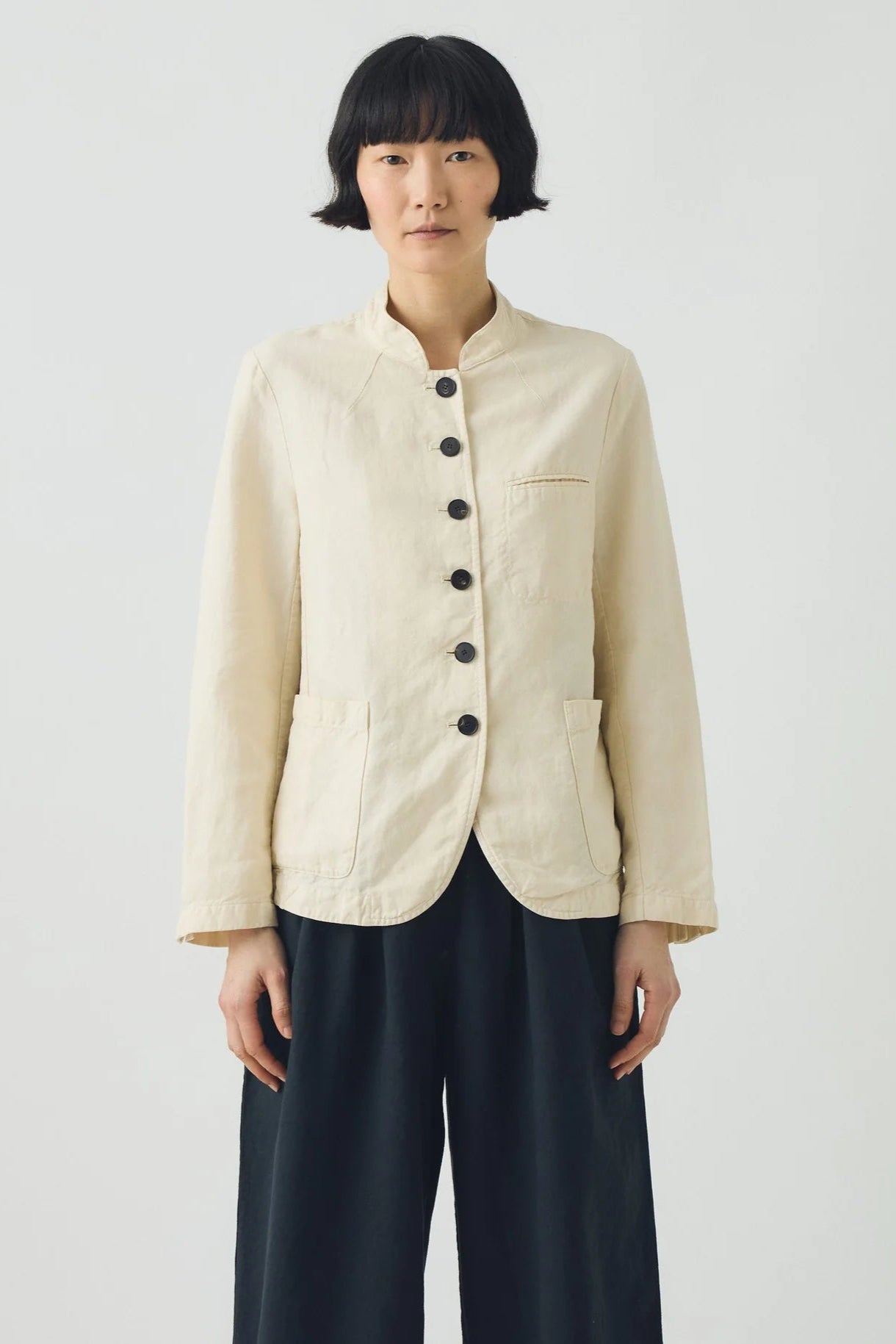Toast - Garment Dyed Cotton Linen Neat Jacket - Parchment