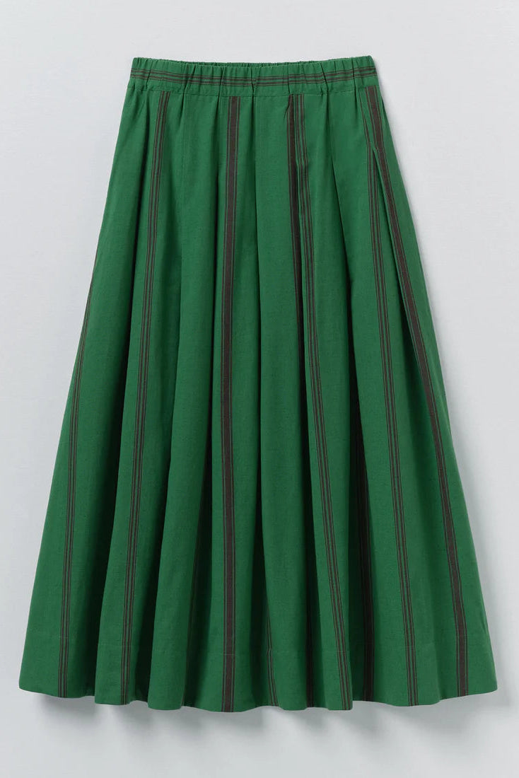 Toast - Tea Towel Stripe Cotton Skirt - Sea Green
