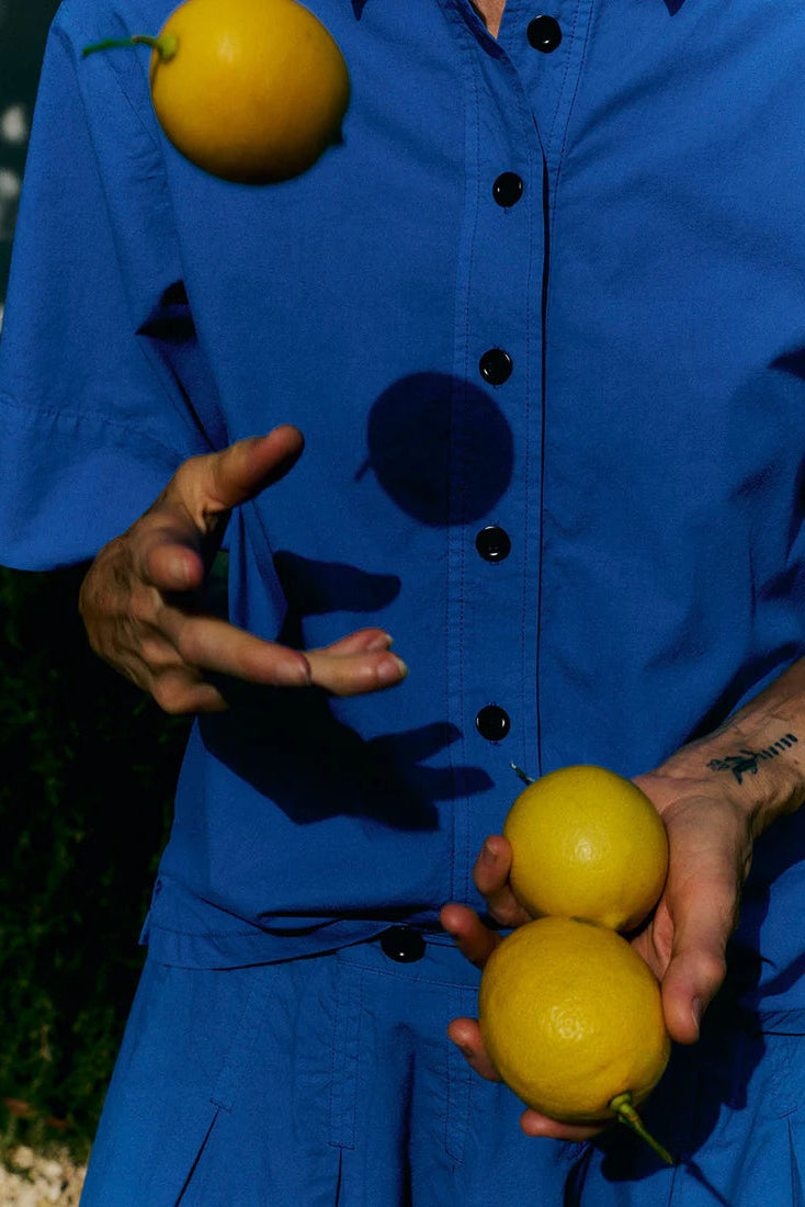 Toast - Cotton Linen Poplin Shirt - Enamel Blue
