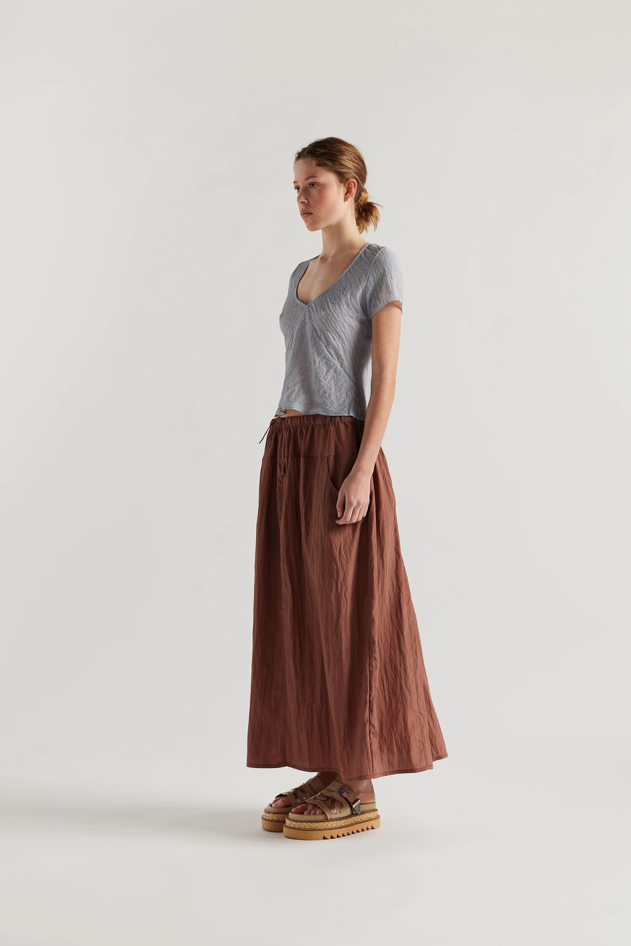 Kloke - Centred V-Neck Top - Pale Blue