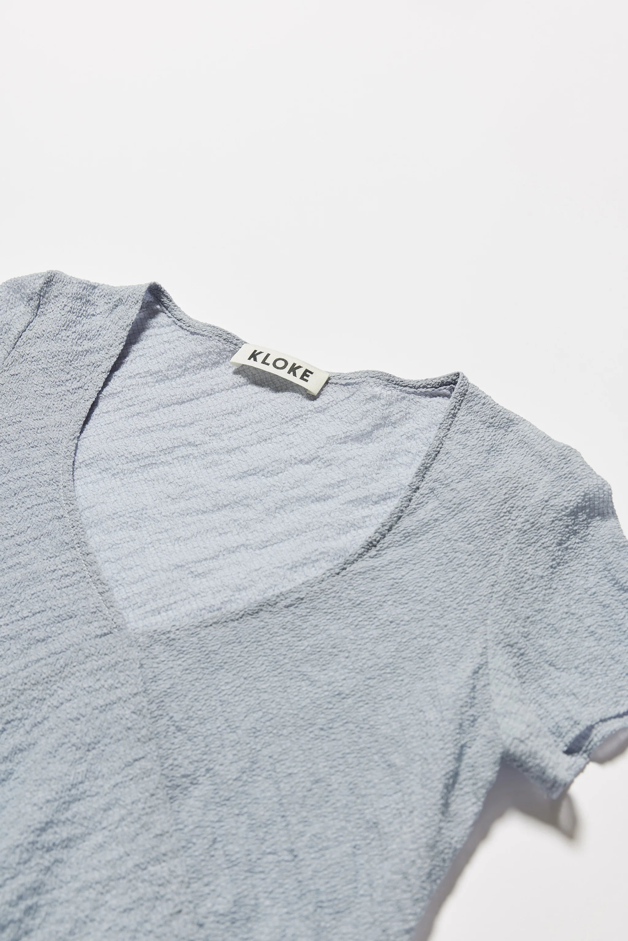 Kloke - Centred V-Neck Top - Pale Blue