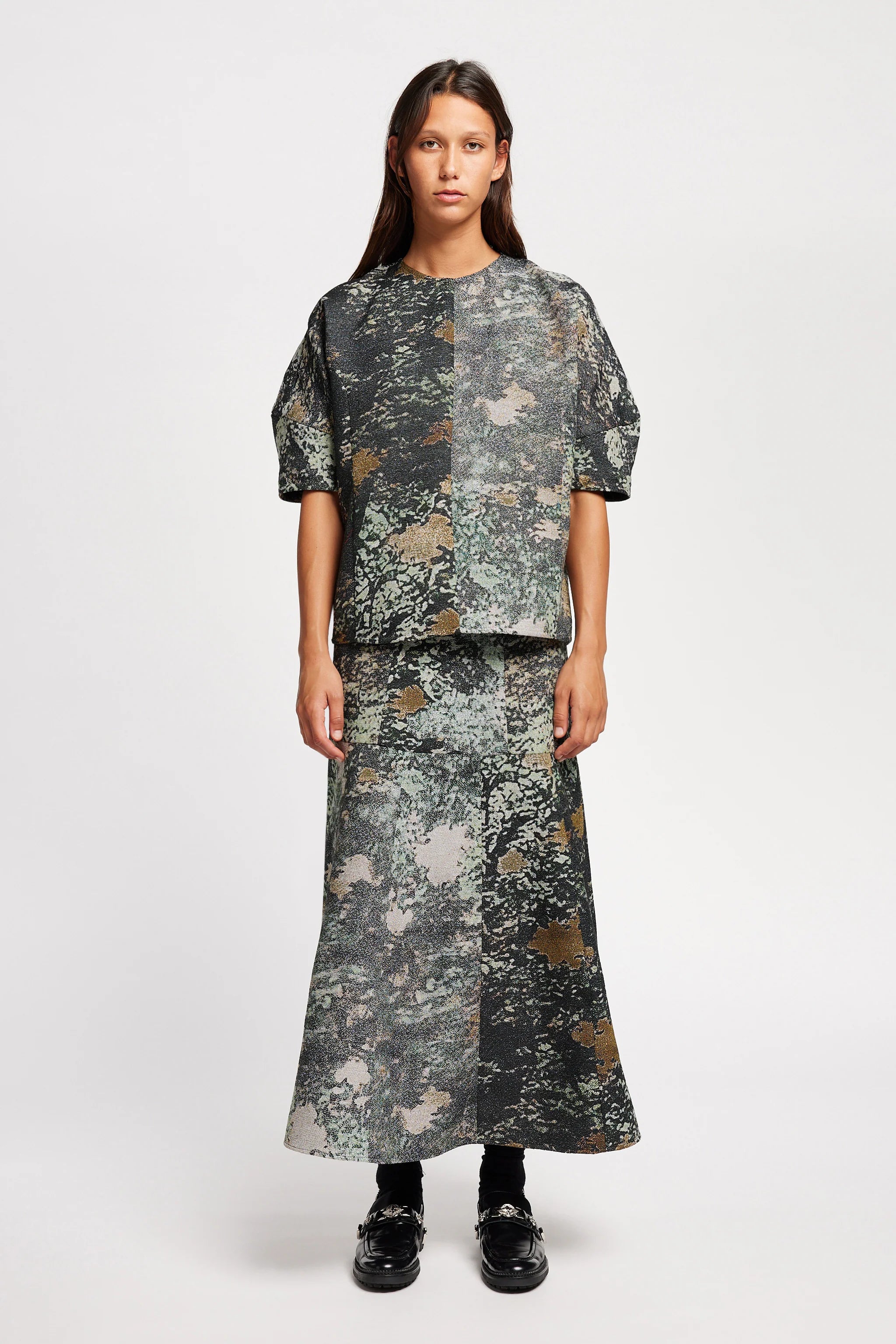 Kloke - Optic Jacquard Skirt - Green Print
