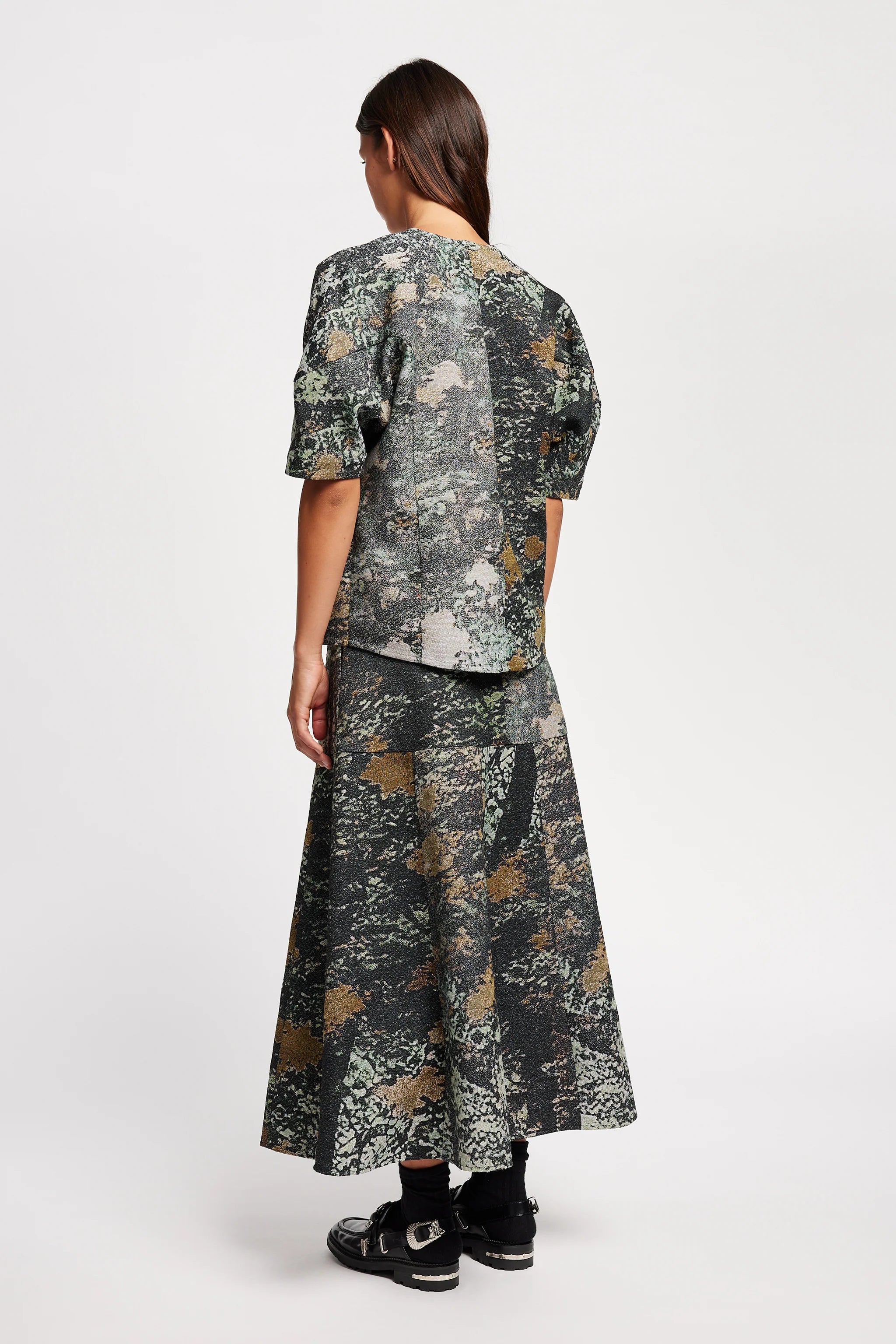 Kloke - Optic Jacquard Skirt - Green Print