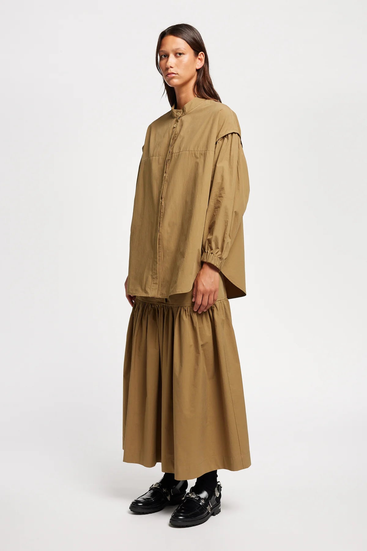 Kloke - Transit Gathered Blouse - Dusty Olive