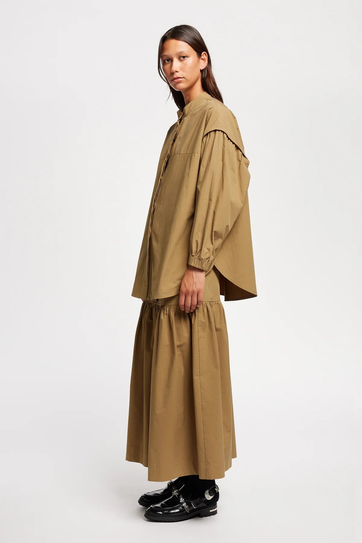 Kloke - Transit Gathered Blouse - Dusty Olive