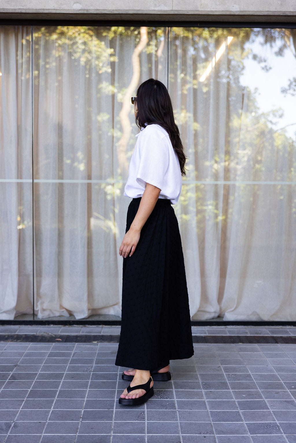 Annie - Rue Skirt - Black Embroidered Spot