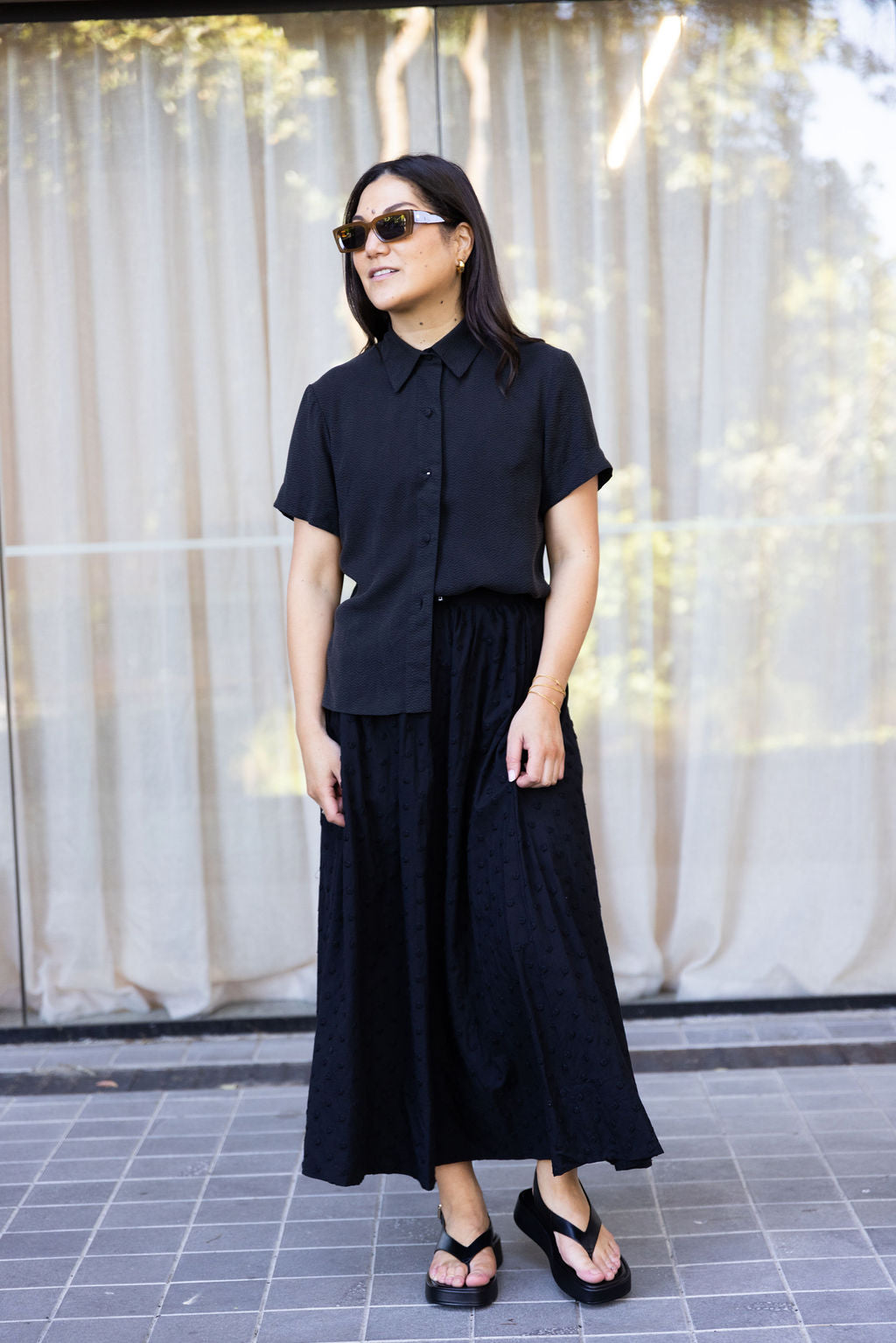 Annie - Rue Skirt - Black Embroidered Spot