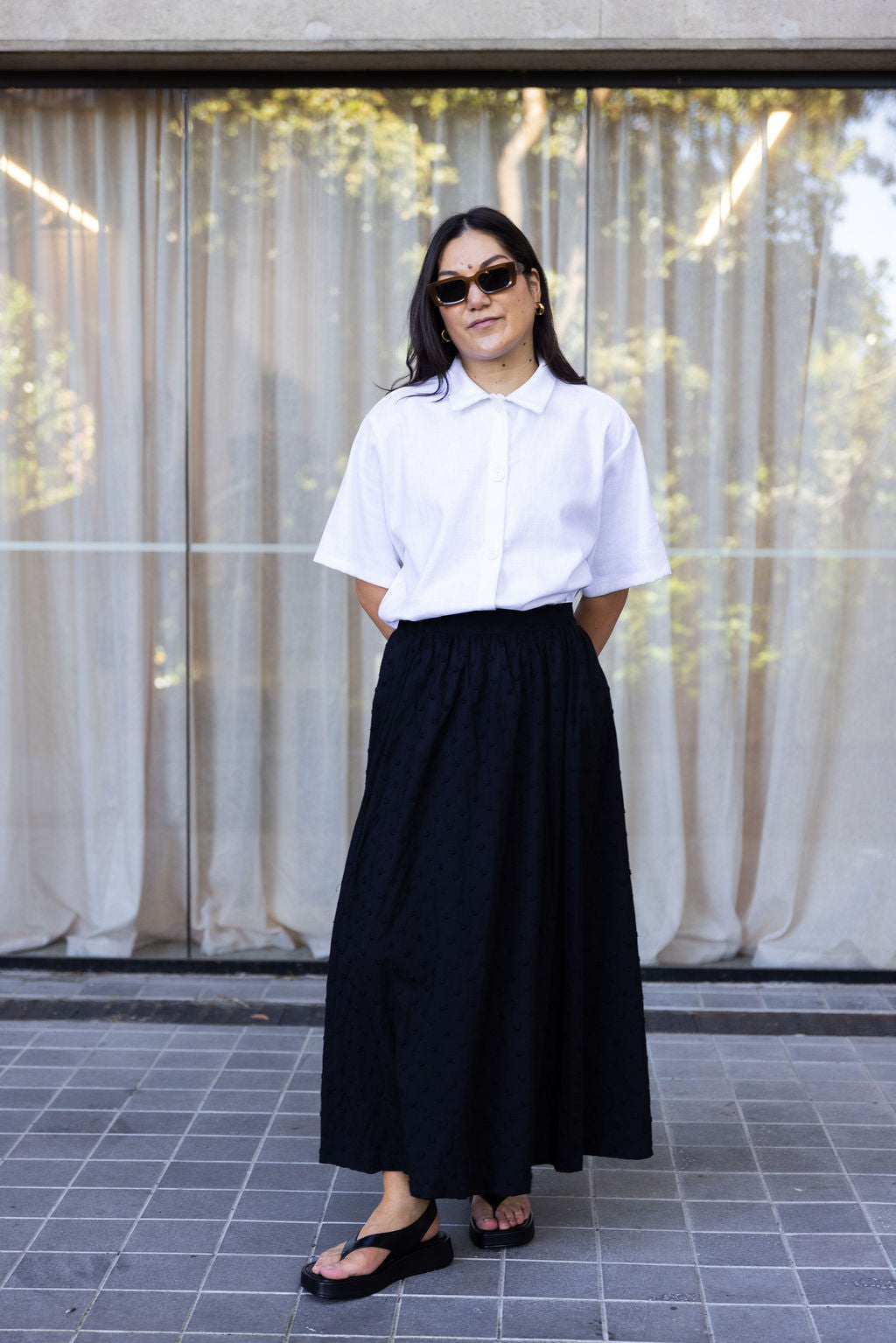 Annie - Rue Skirt - Black Embroidered Spot