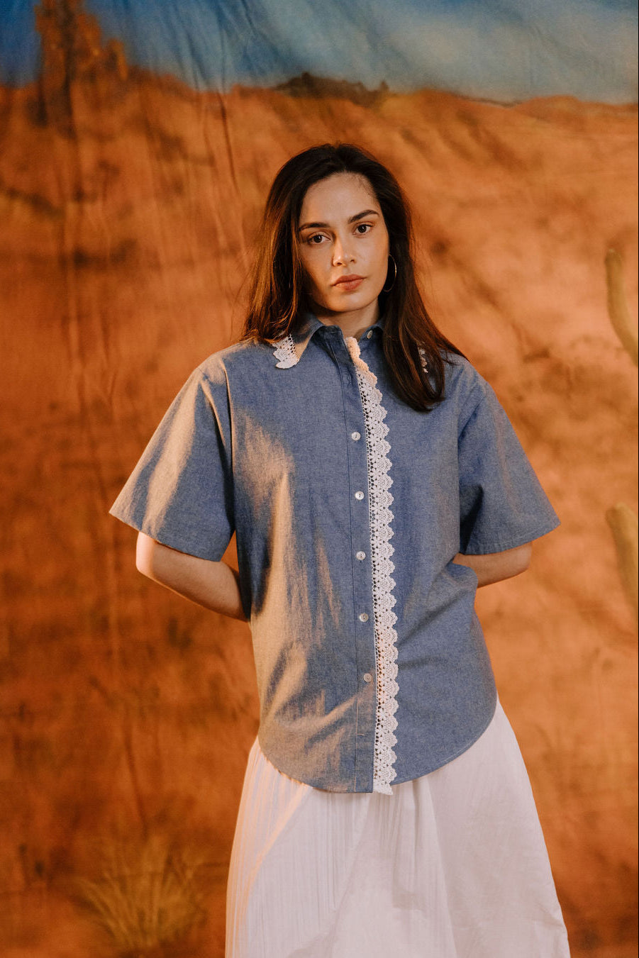 Annie - Western Shirt - Chambre/Lace
