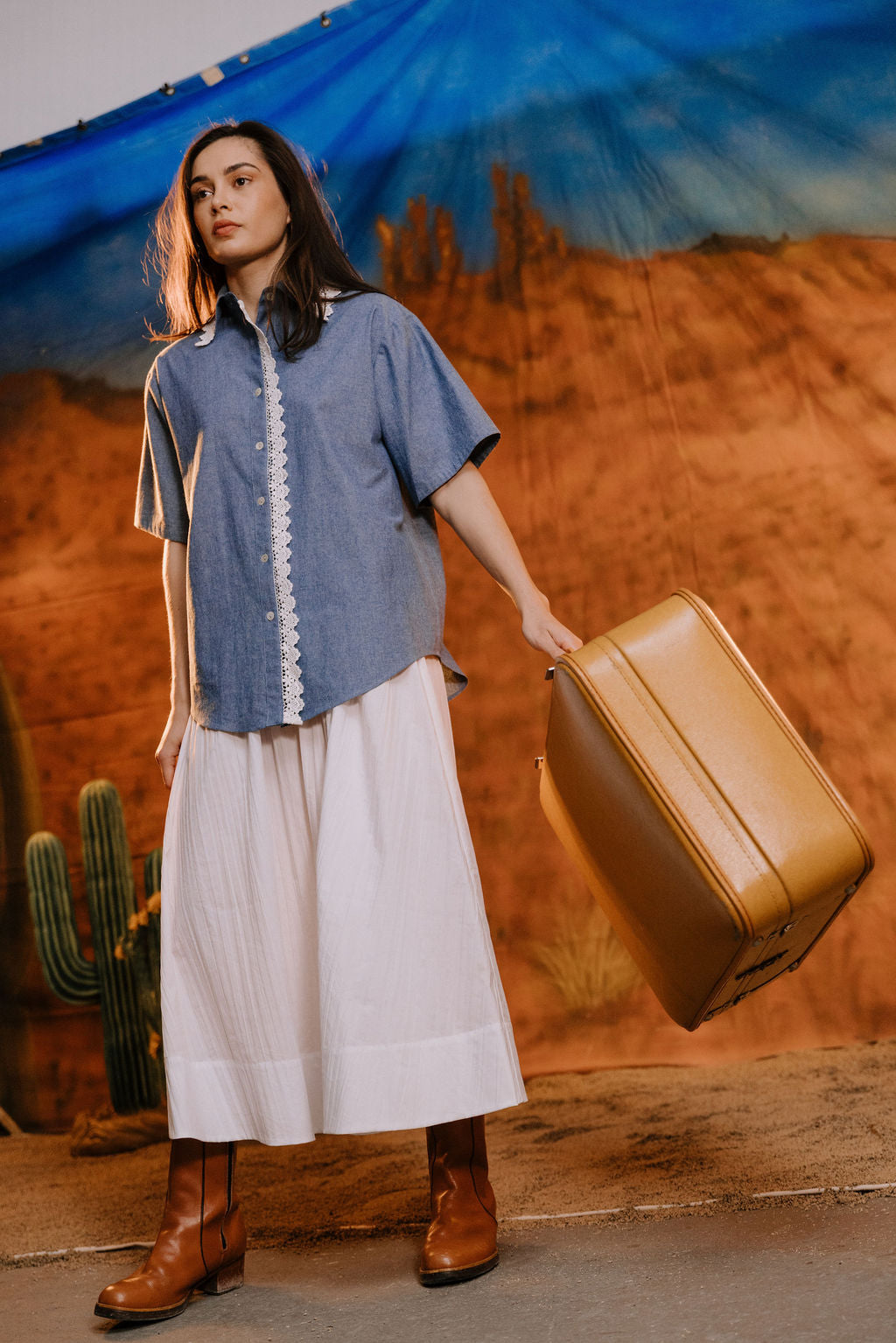 Annie - Western Shirt - Chambre/Lace