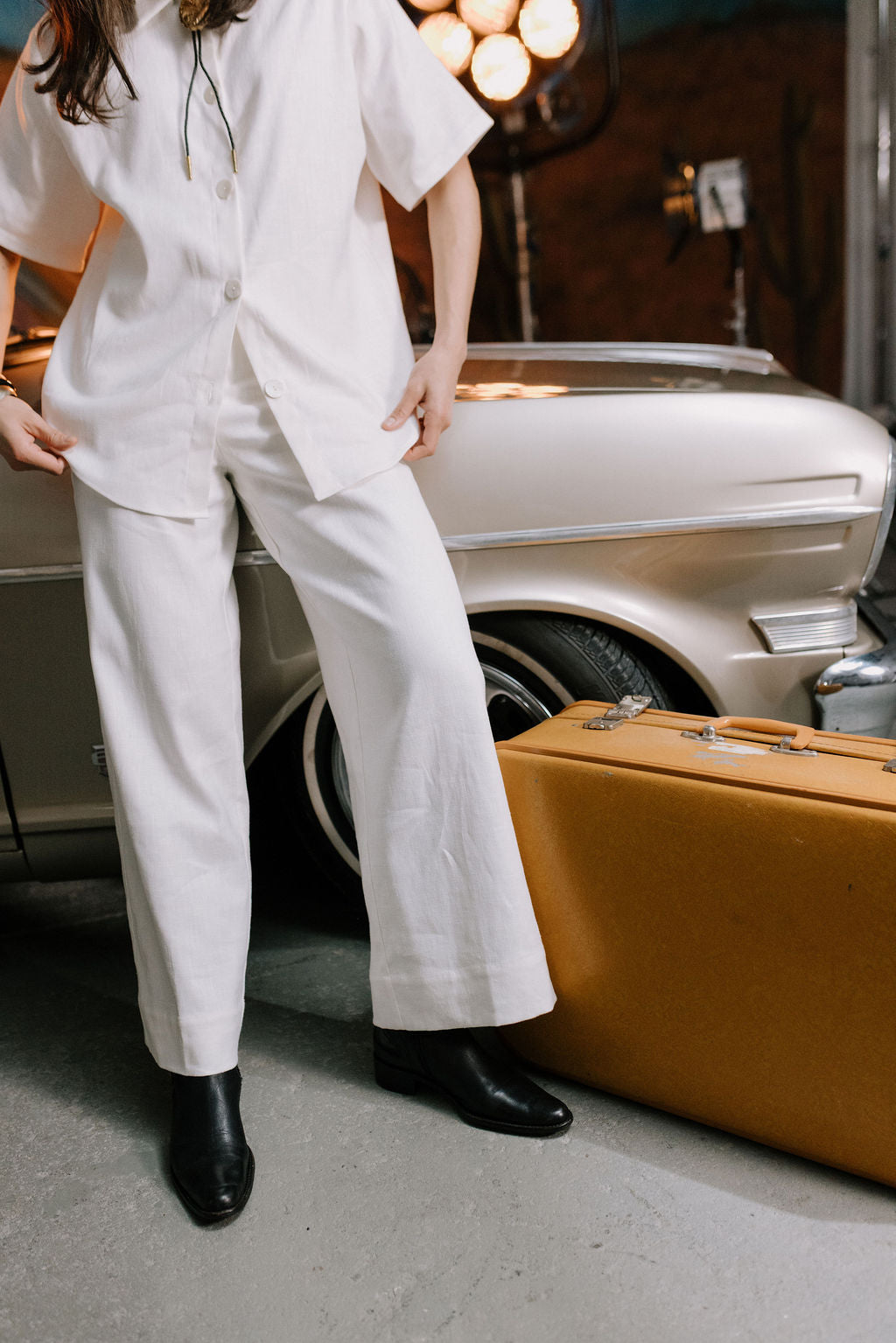 Annie - Harbor Pant - White Linen