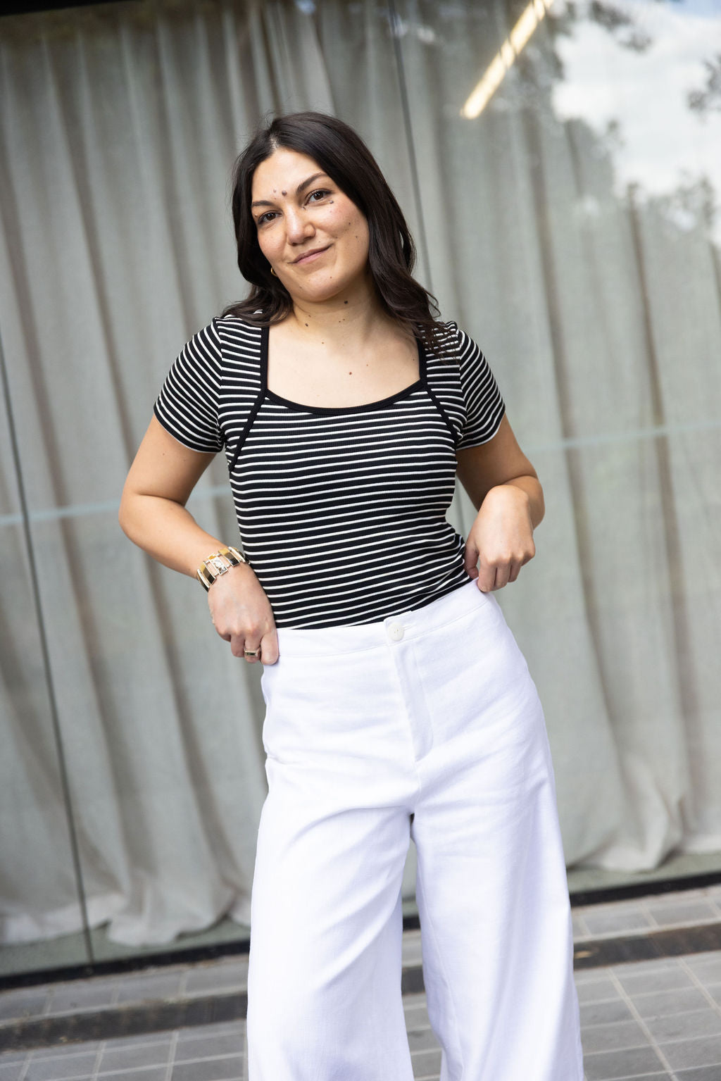 Annie - Juni Stripe Tee - Black/White
