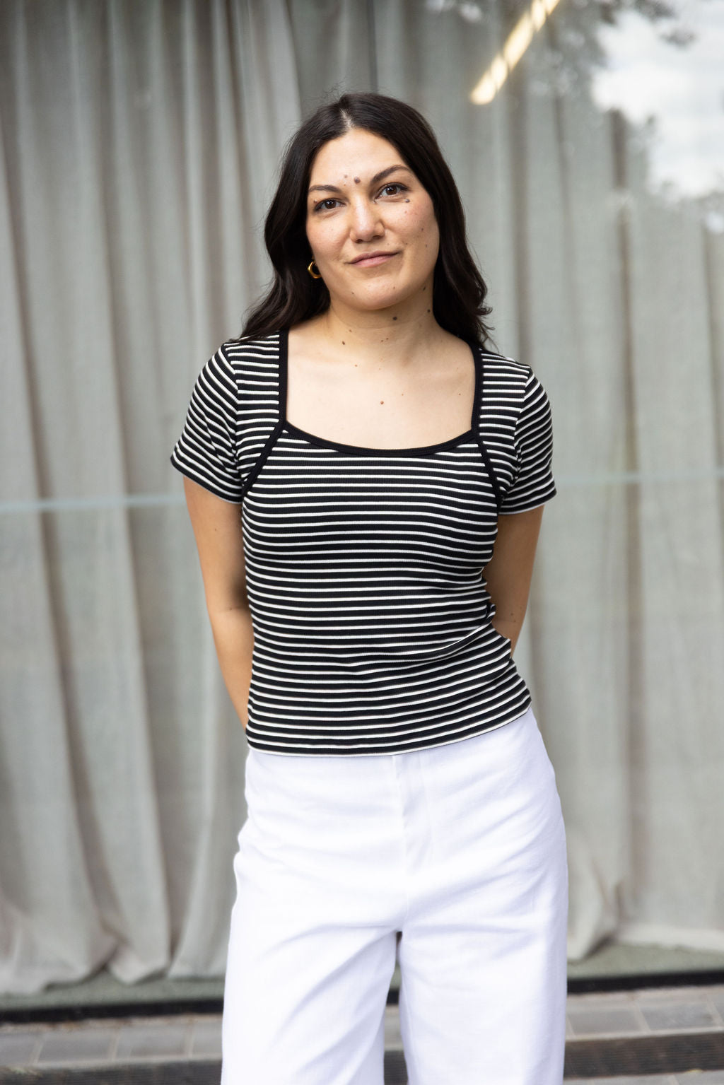 Annie - Juni Stripe Tee - Black/White