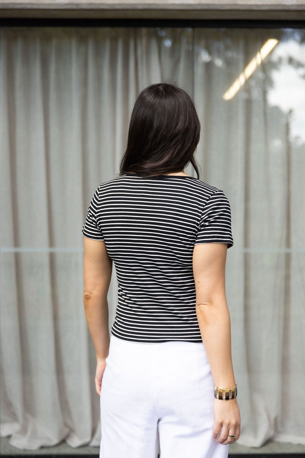 Annie - Juni Stripe Tee - Black/White