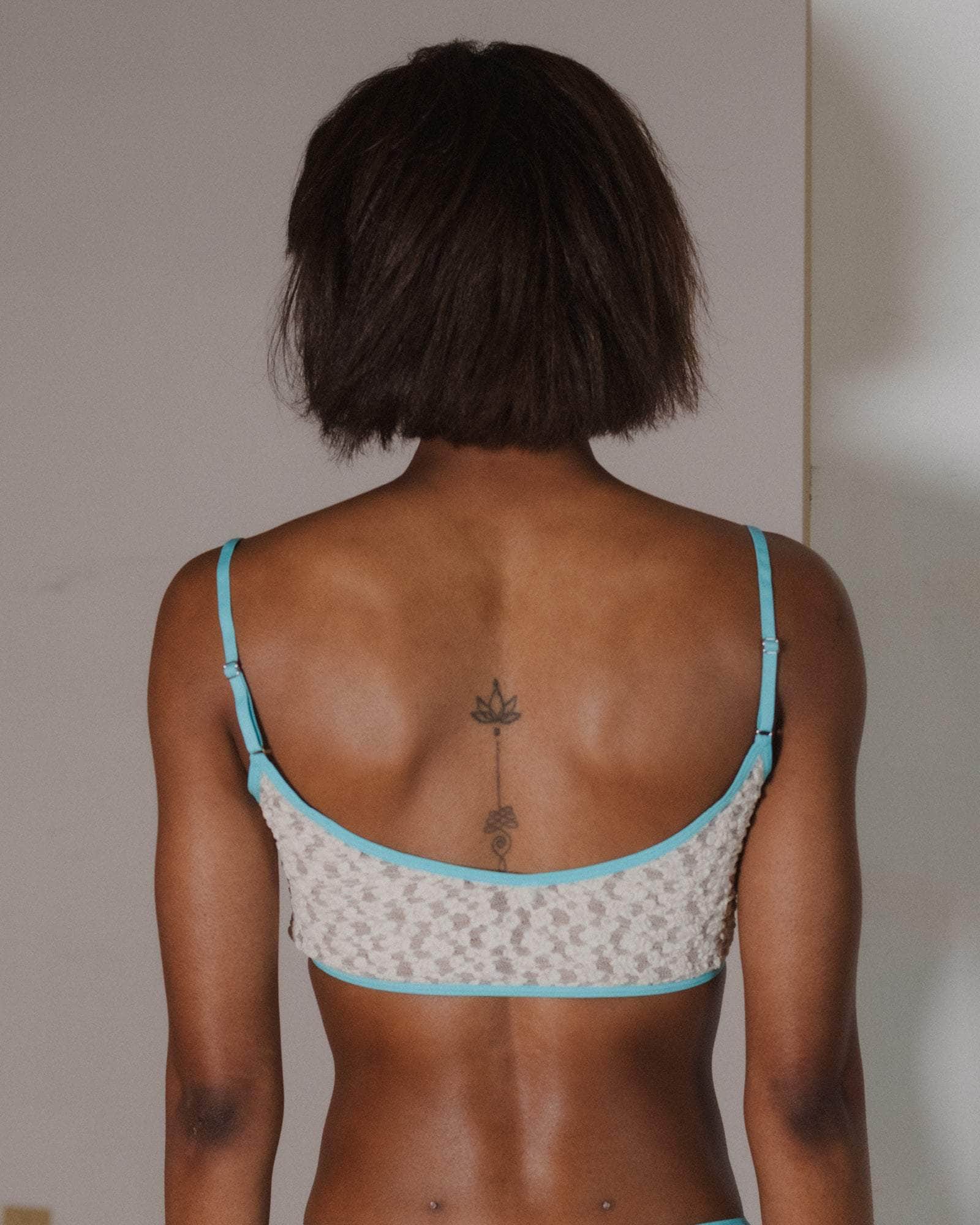 Baserange - Musical bra - Organic Cotton Lace - Undyed Turquoise