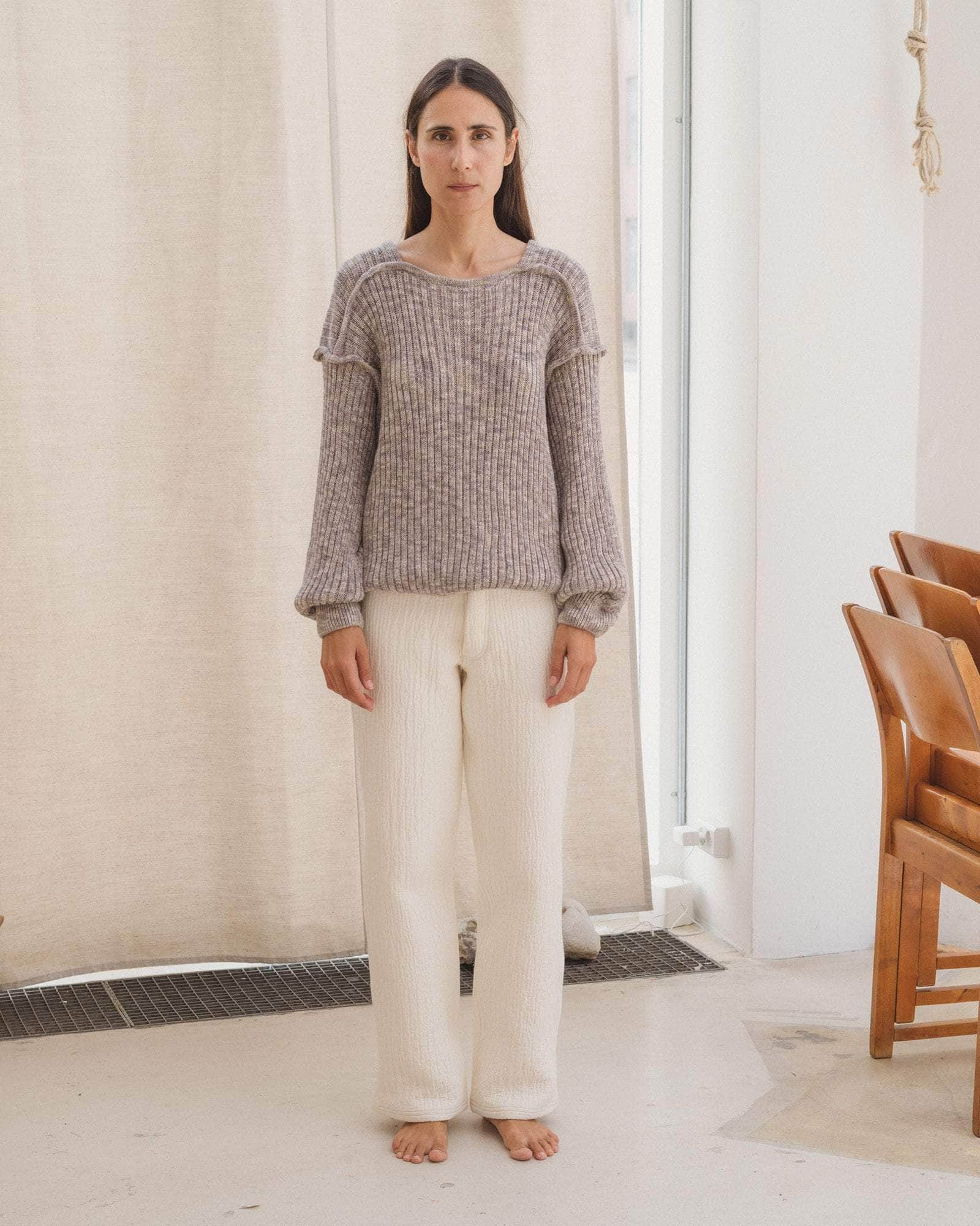 Baserange - Construct Sweater - Organic Cotton Rib - Grey Melange