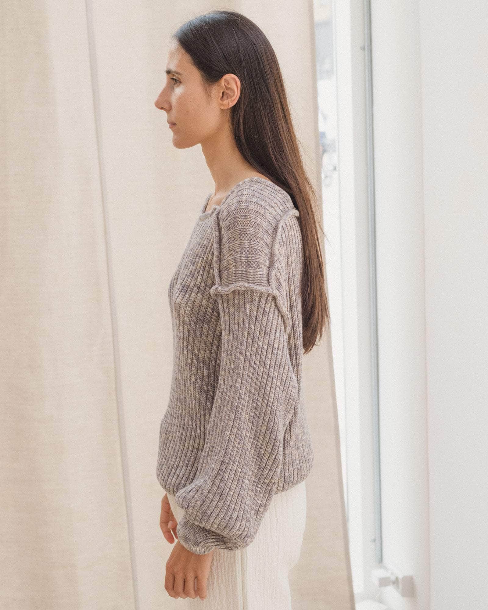 Baserange - Construct Sweater - Organic Cotton Rib - Grey Melange