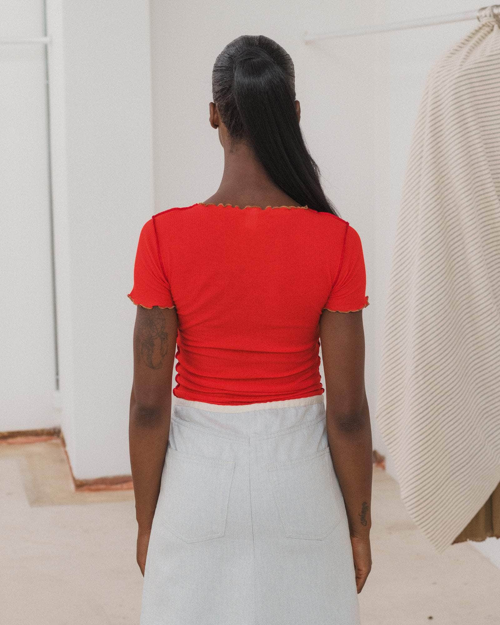 Baserange - Vein Tee Shirt - My Red/Brown