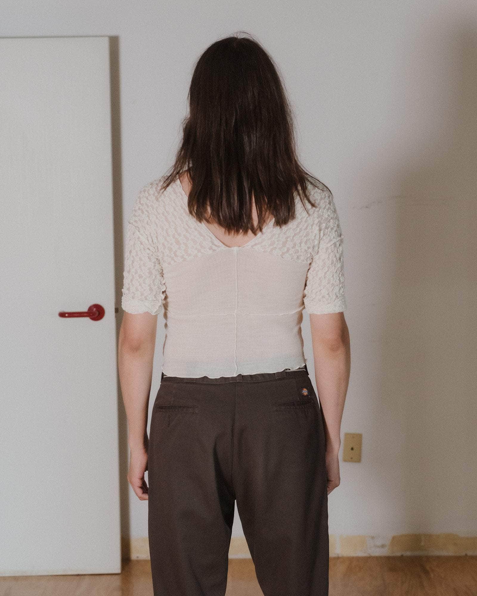 Baserange - Nehru Long Sleeve Tee - Lace & Wool - Undyed