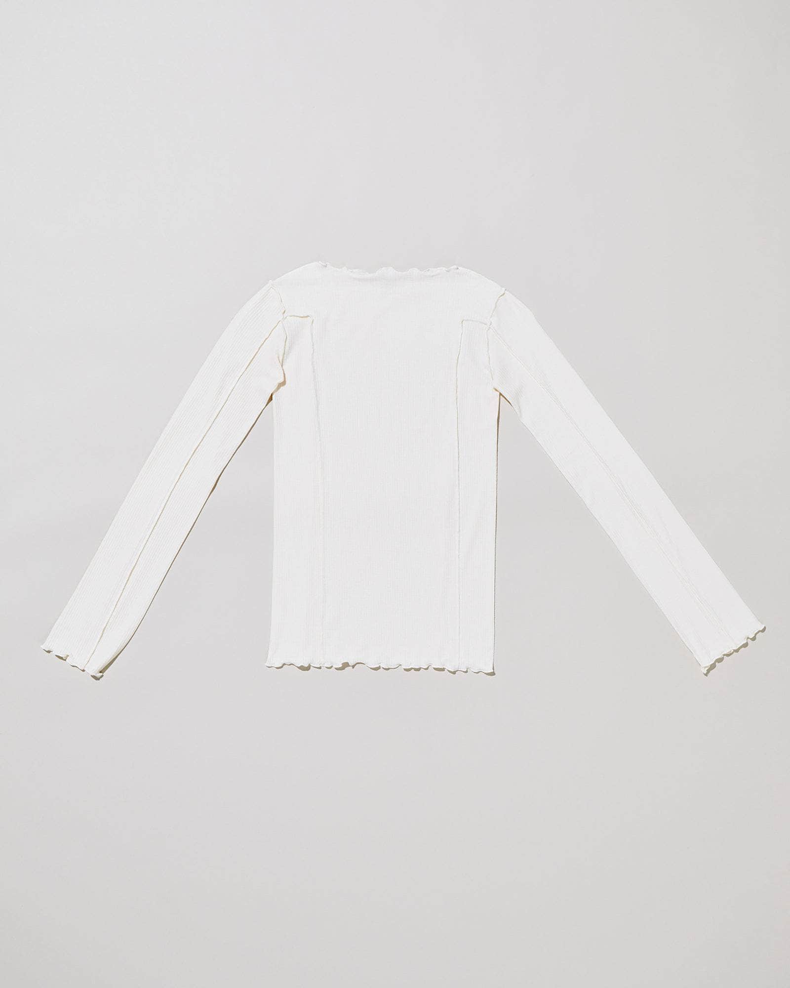 Baserange - Omato Long Sleeve Tee - Fine Organic Cotton Rib - Off White