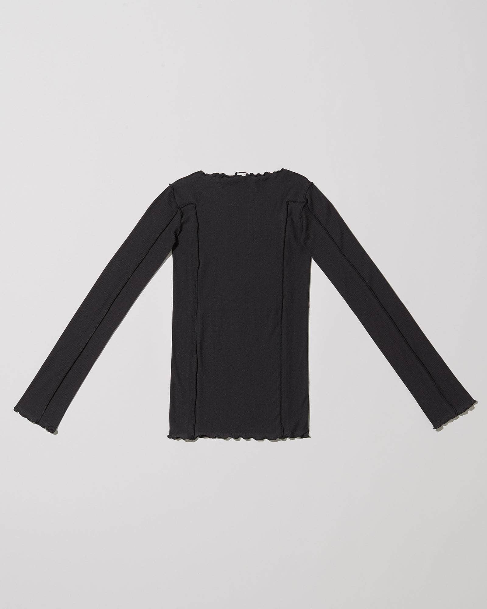 Baserange - Omato Long Sleeve Tee - Fine Organic Cotton Rib - Black