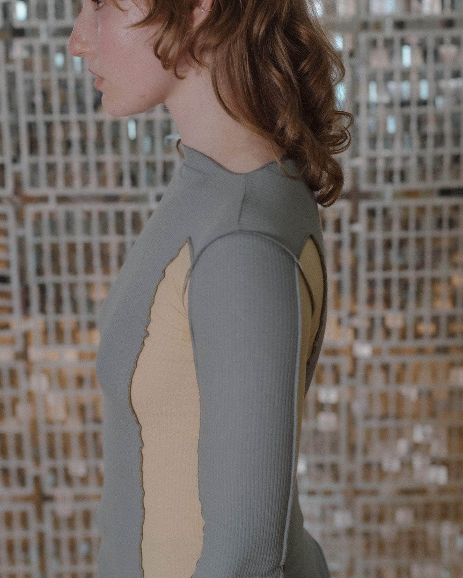 Baserange - Omato Long Sleeve Tee - Fine Organic Cotton Rib - Bow Blue/Hen Yellow