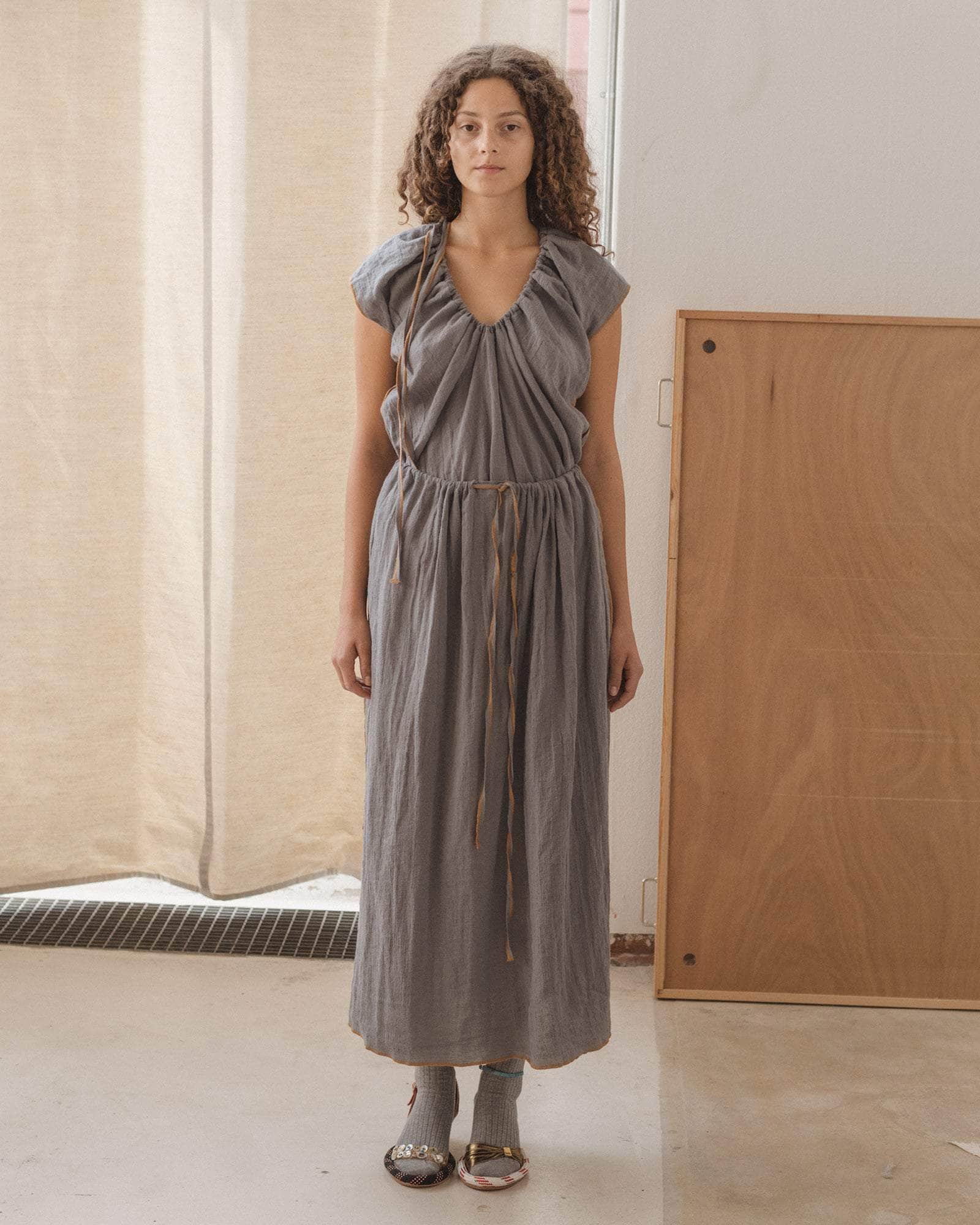 Baserange - Max Top - Crinkle Linen - Baylon Grey/Yellow