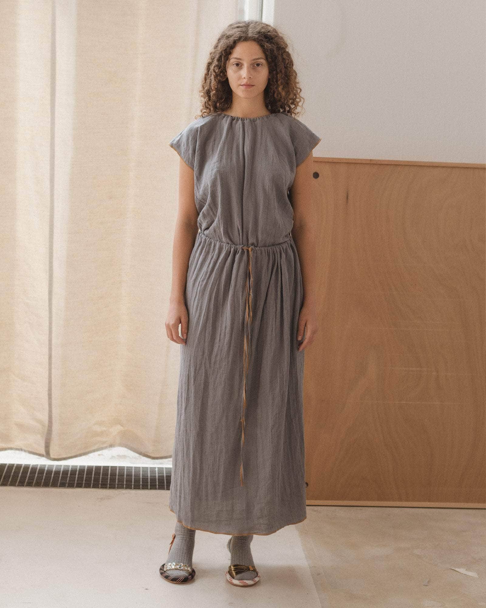 Baserange - Max Top - Crinkle Linen - Baylon Grey/Yellow