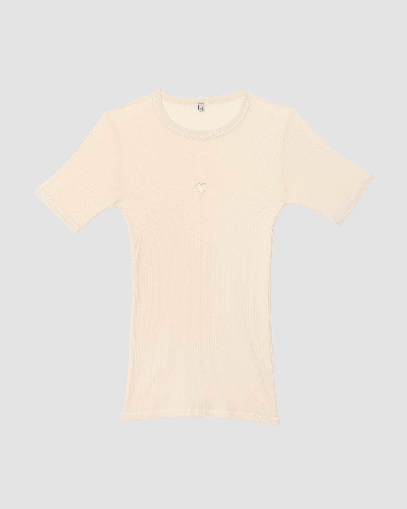 Baserange - Heart Tee Shirt - Fine Organic Cotton Rib - Undyed