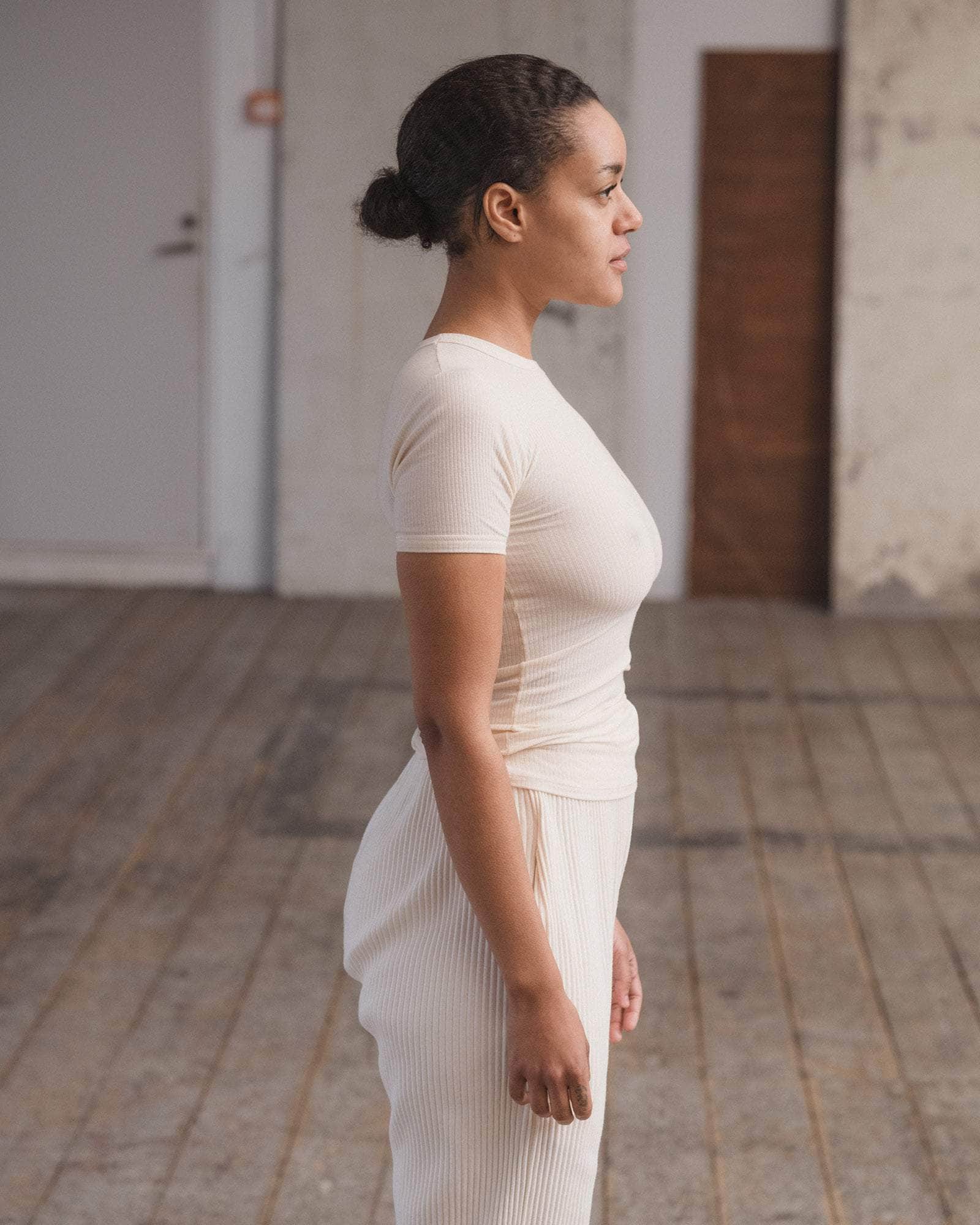 Baserange - Heart Tee Shirt - Fine Organic Cotton Rib - Undyed