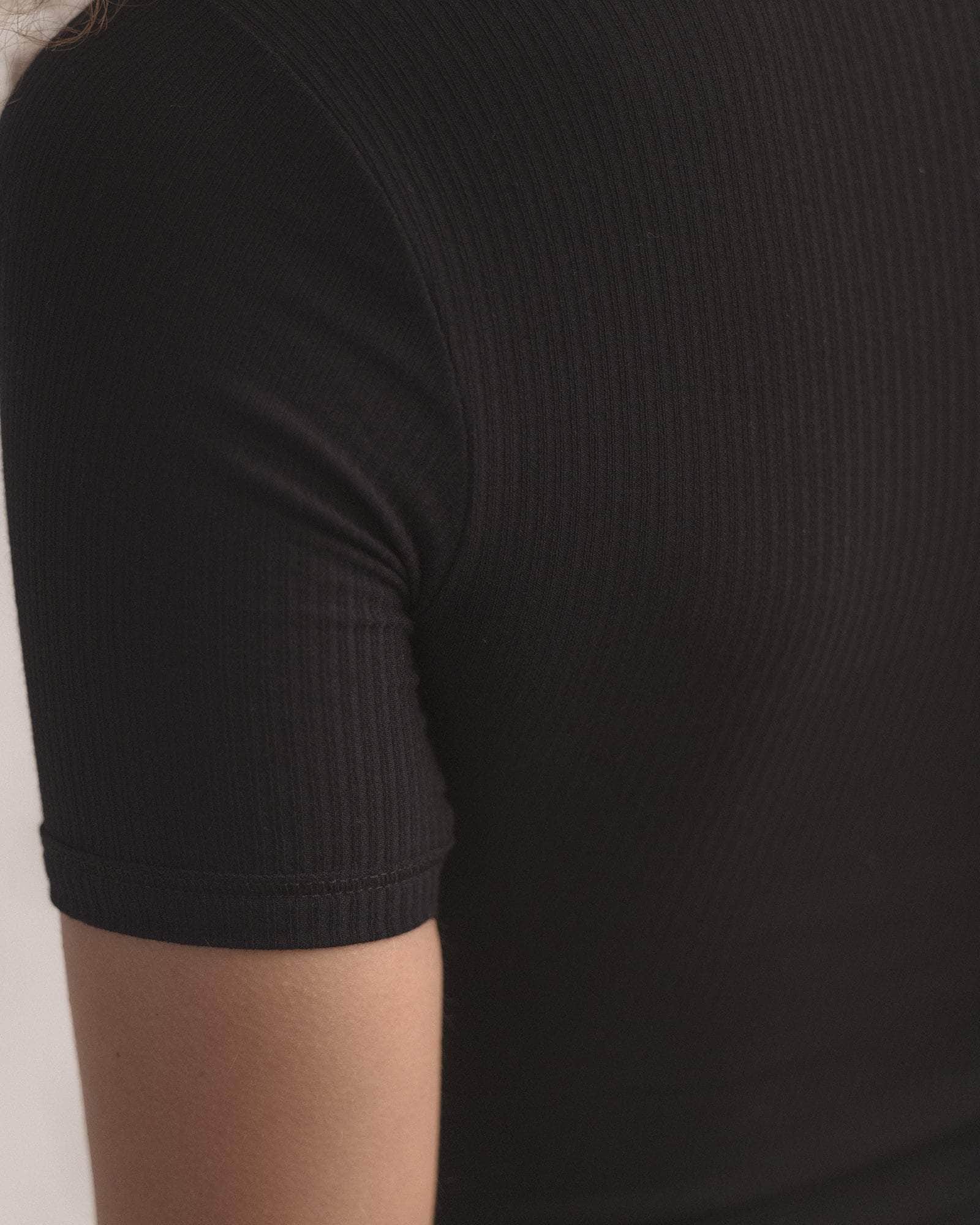 Baserange - Heart Tee Shirt - Fine Organic Cotton Rib - Black