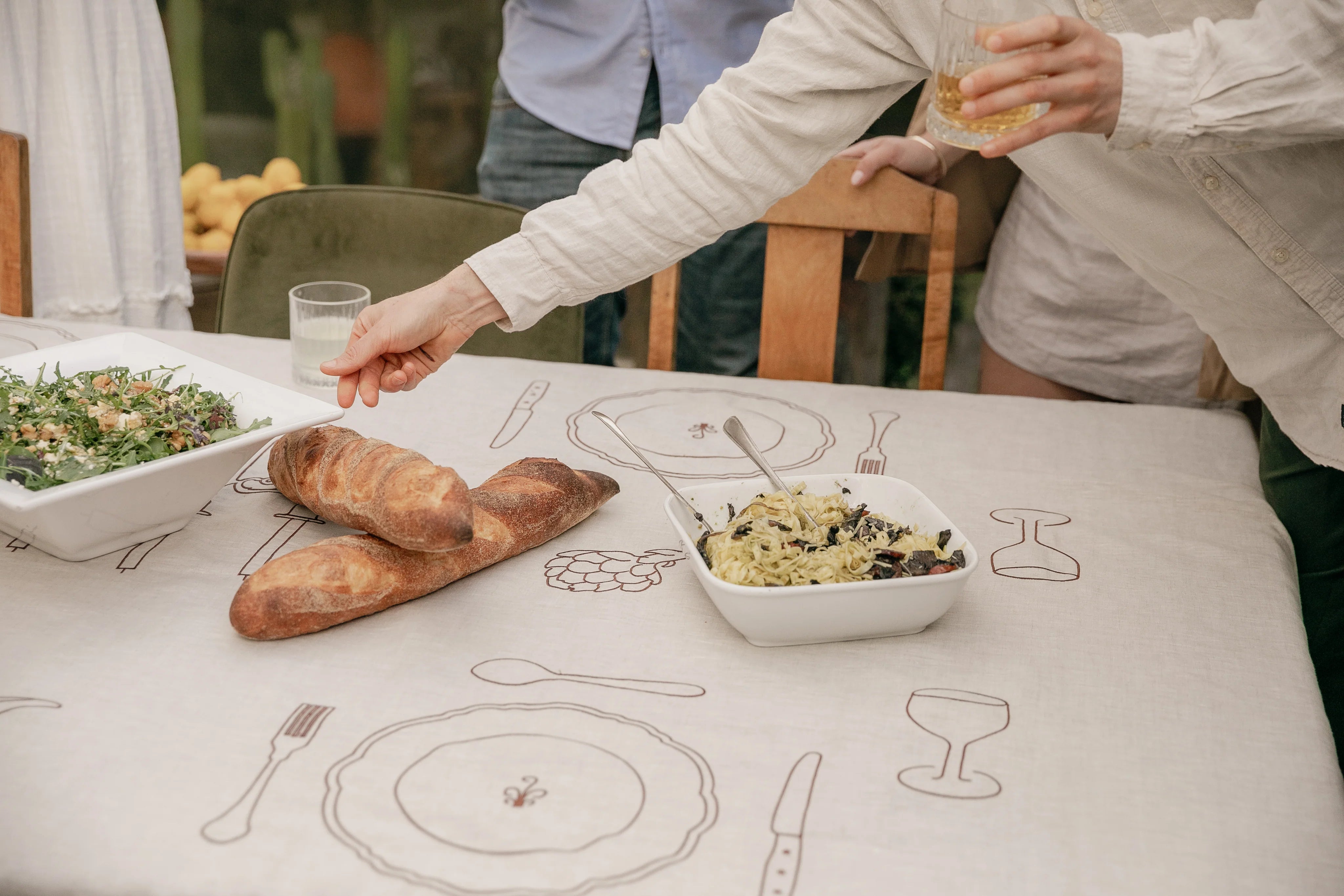 Slow Dine - Heirloom 100% Linen Tablecloth - Beige