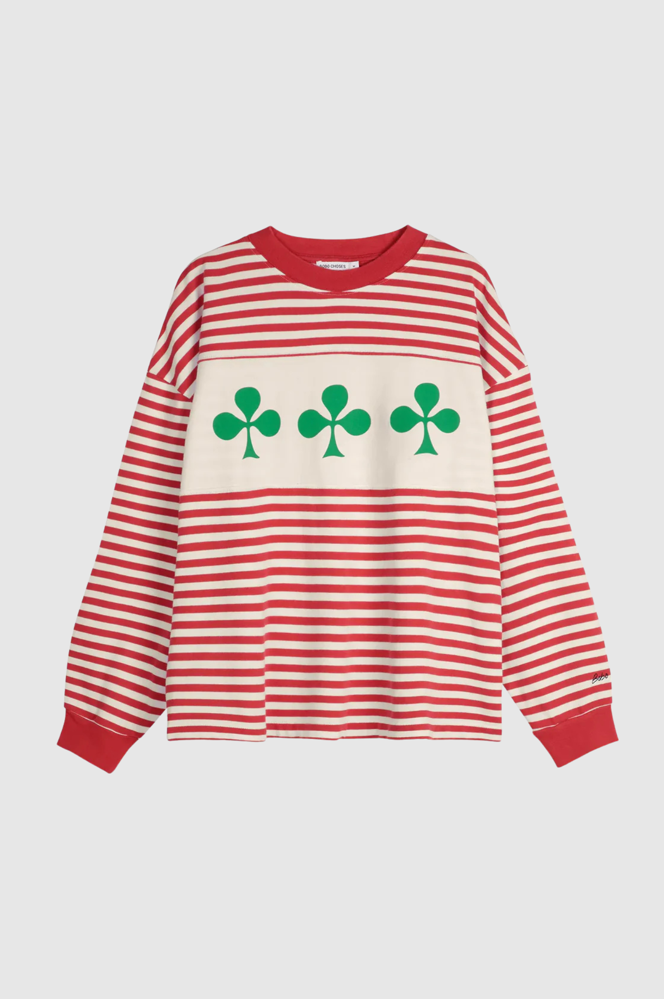 Bobo Choses - Shamrock knitted striped relaxed T‑shirt