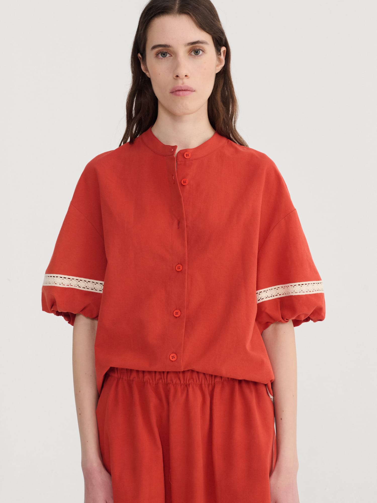 Bobo Choses - Contrast Trim Puff Sleeve shirt