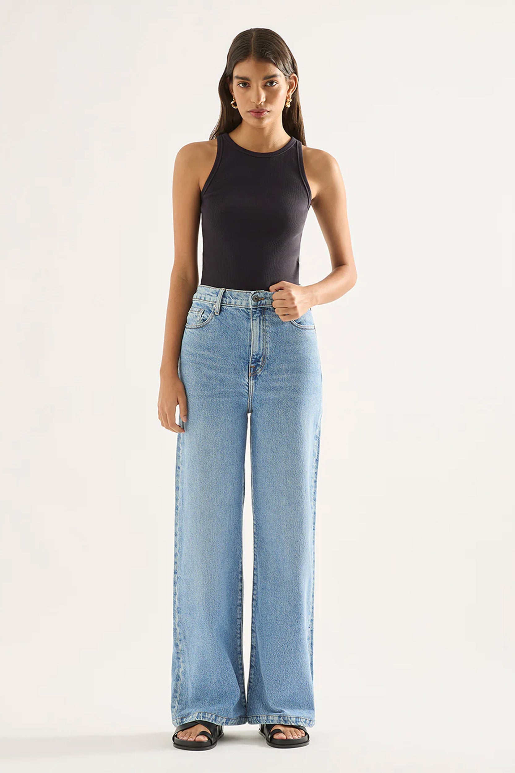 Outland Denim - Ellie High Wide Leg Jean - Ezra Blue