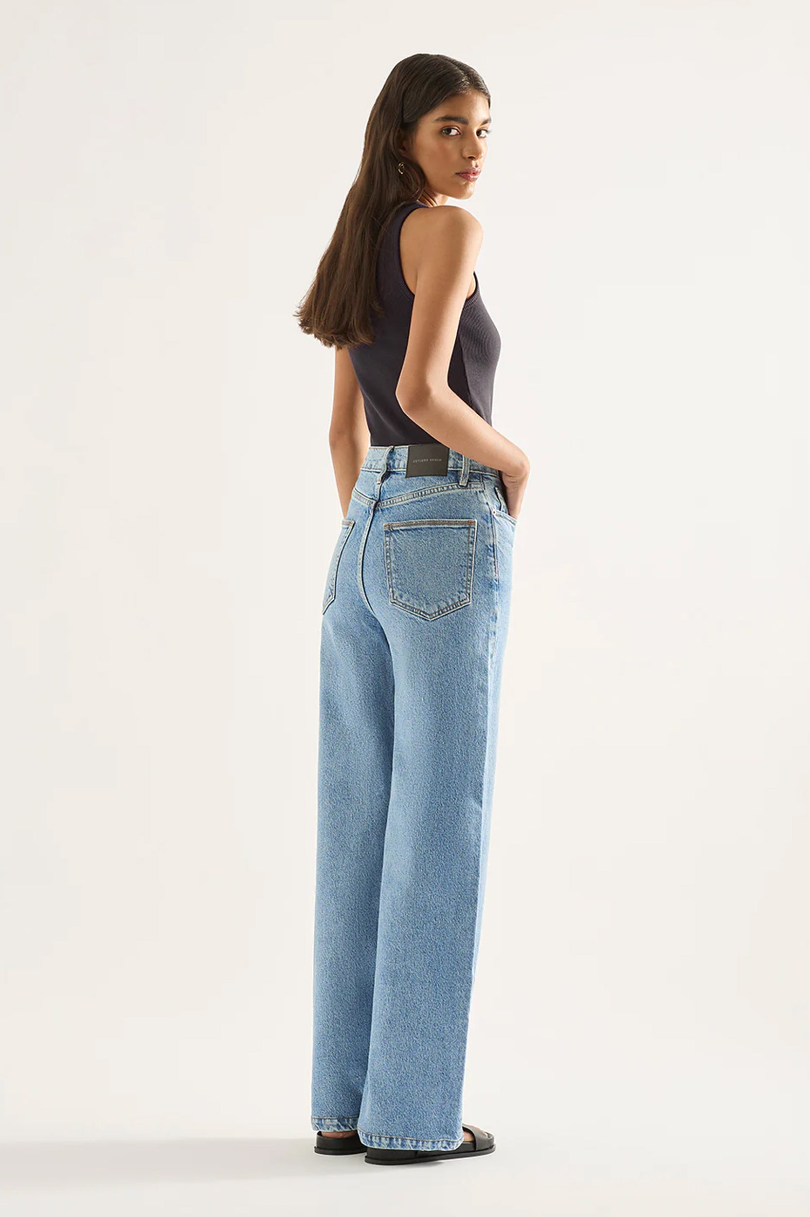 Outland Denim - Ellie High Wide Leg Jean - Ezra Blue