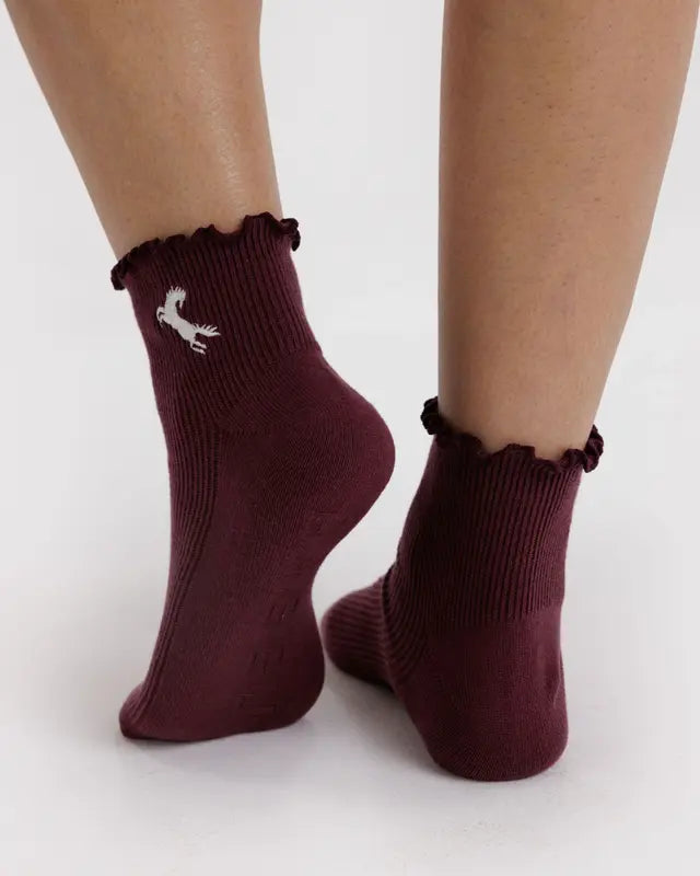 Baggu - Lettuce Edge Sock (Set of 2) Mahogany & Navy Icons